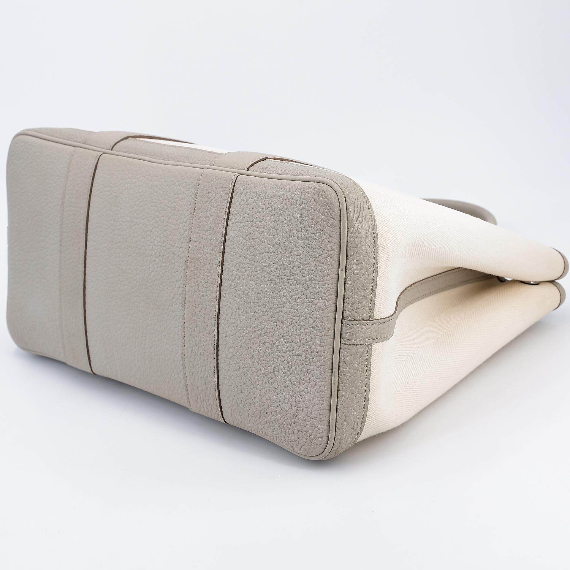 Very Good ( Rank A) HERMÈS Garden Party PM Nata (I2) Beton (8L) Canvas Negonda Palladium hardware D (2019) - 6