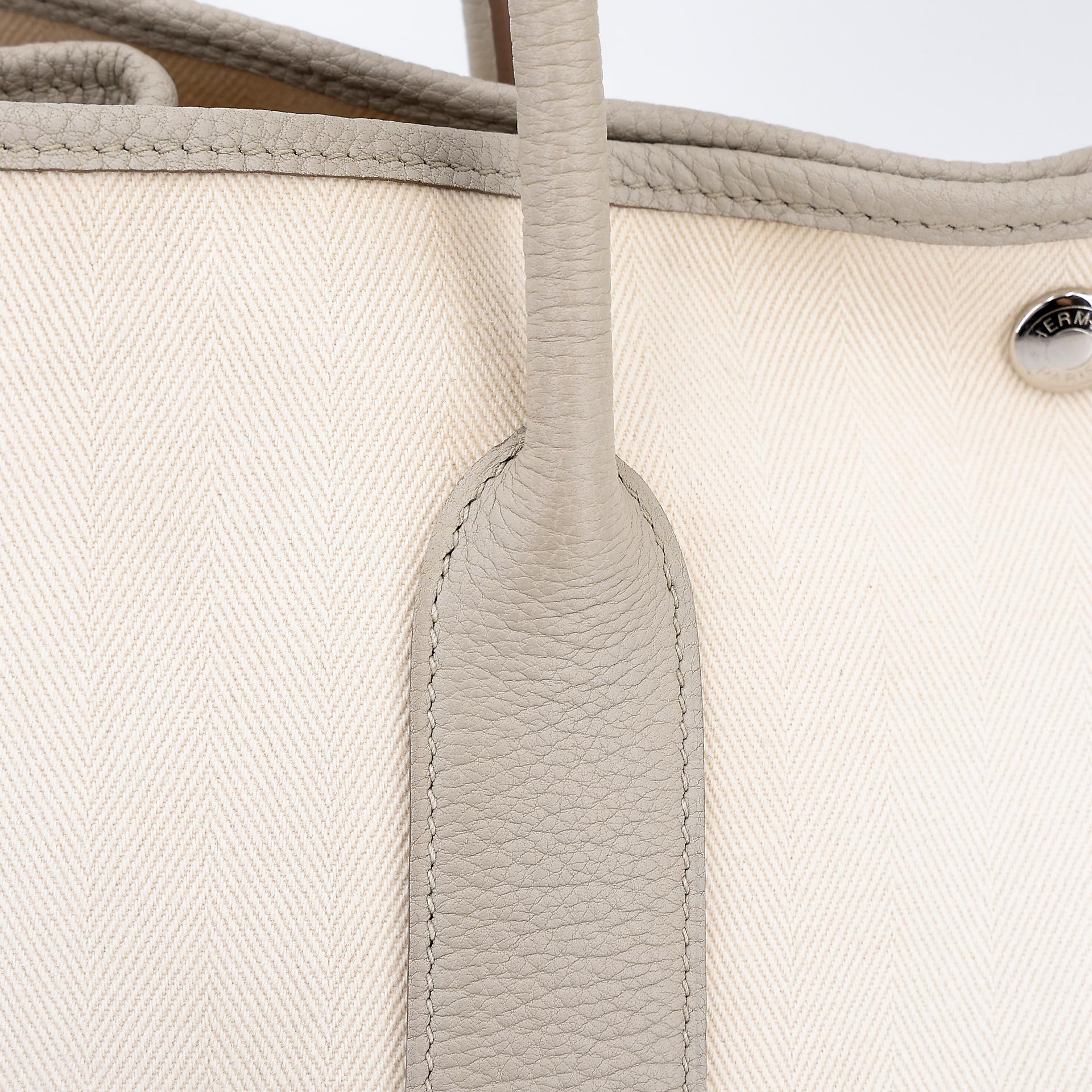 Very Good ( Rank A) HERMÈS Garden Party PM Nata (I2) Beton (8L) Canvas Negonda Palladium hardware D (2019) - 12
