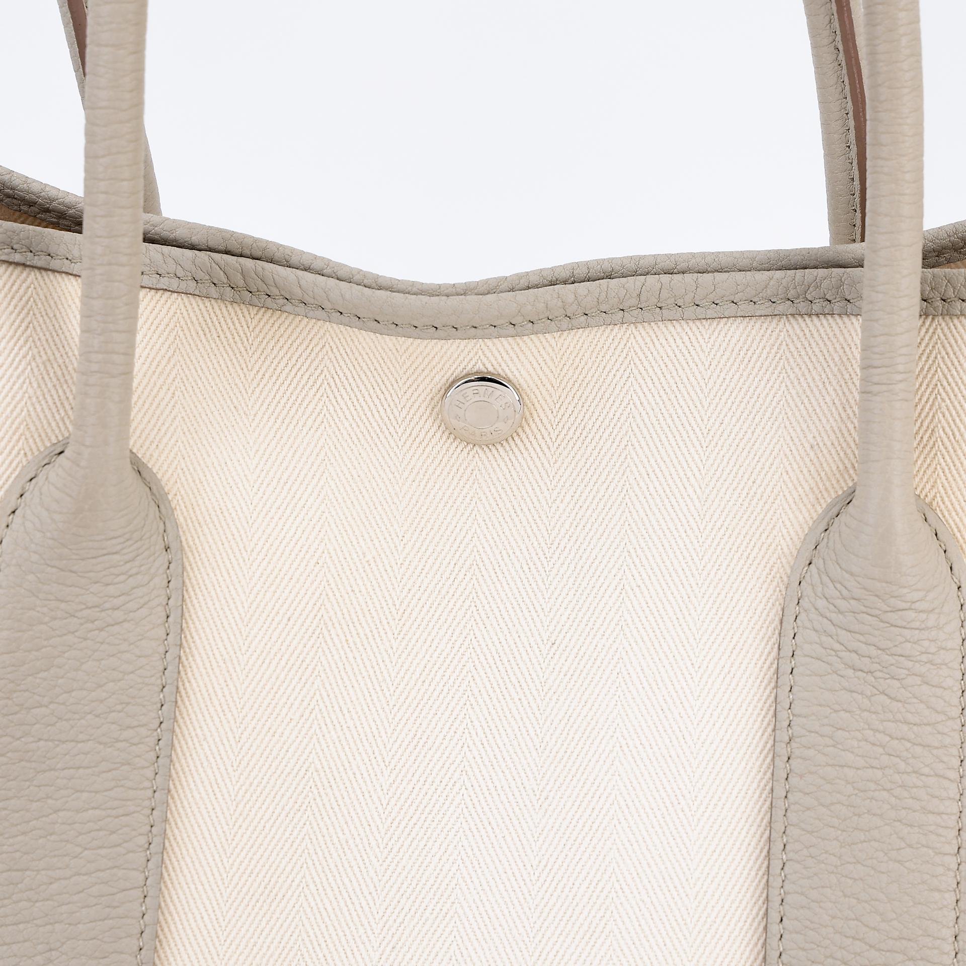 Very Good ( Rank A) HERMÈS Garden Party PM Nata (I2) Beton (8L) Canvas Negonda Palladium hardware D (2019) - 13