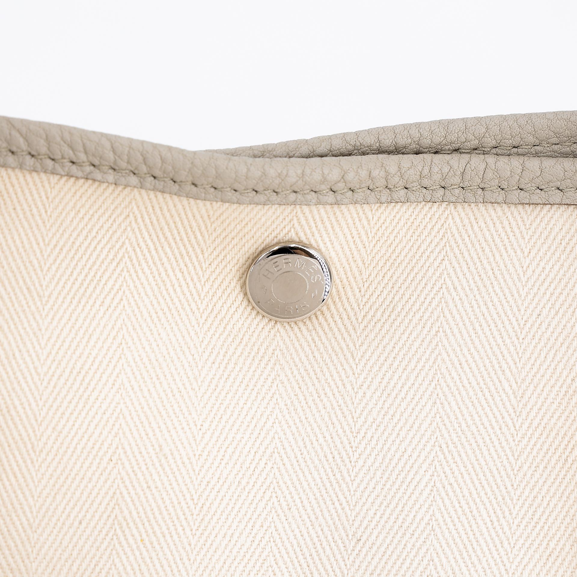 Very Good ( Rank A) HERMÈS Garden Party PM Nata (I2) Beton (8L) Canvas Negonda Palladium hardware D (2019) - 14