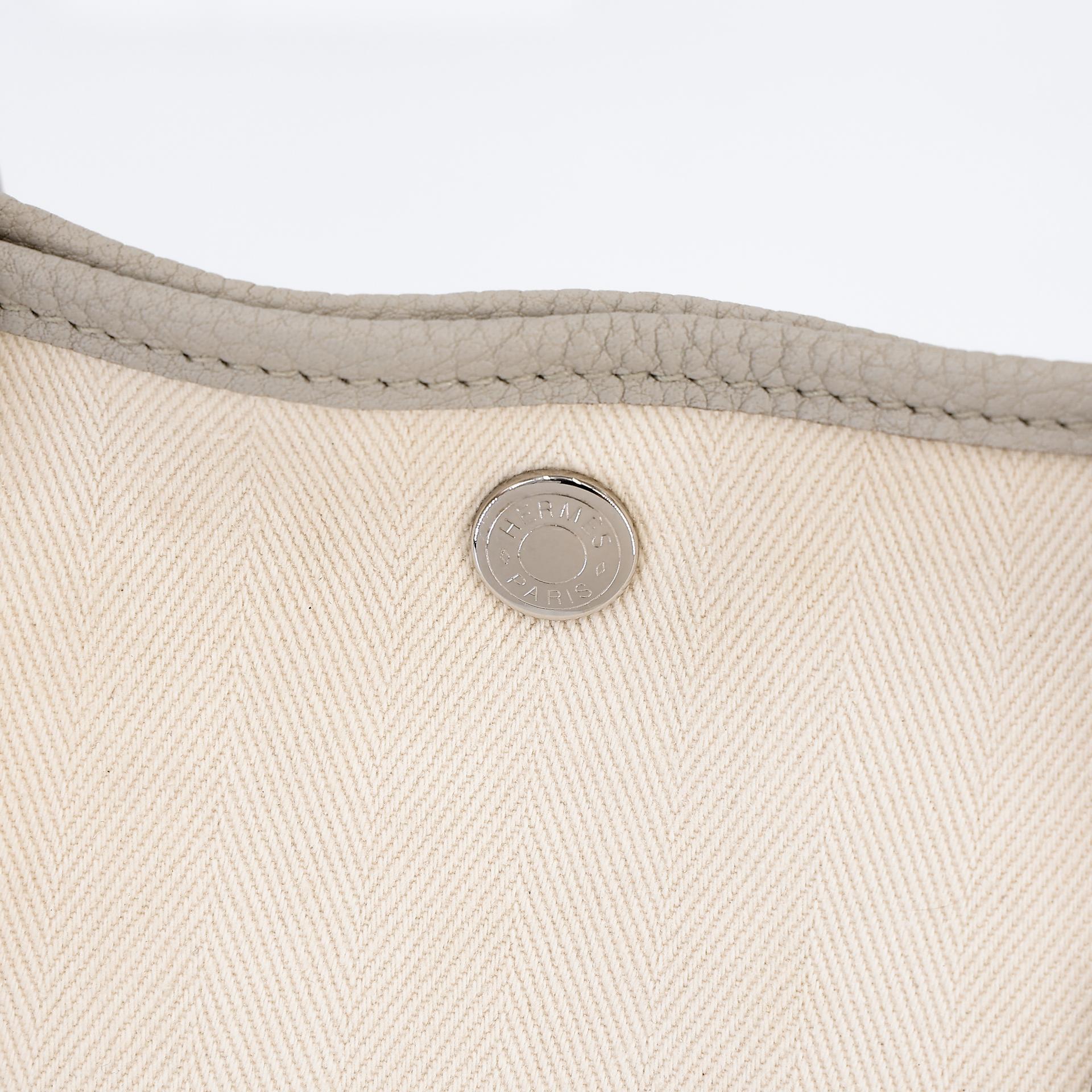 Very Good ( Rank A) HERMÈS Garden Party PM Nata (I2) Beton (8L) Canvas Negonda Palladium hardware D (2019) - 15