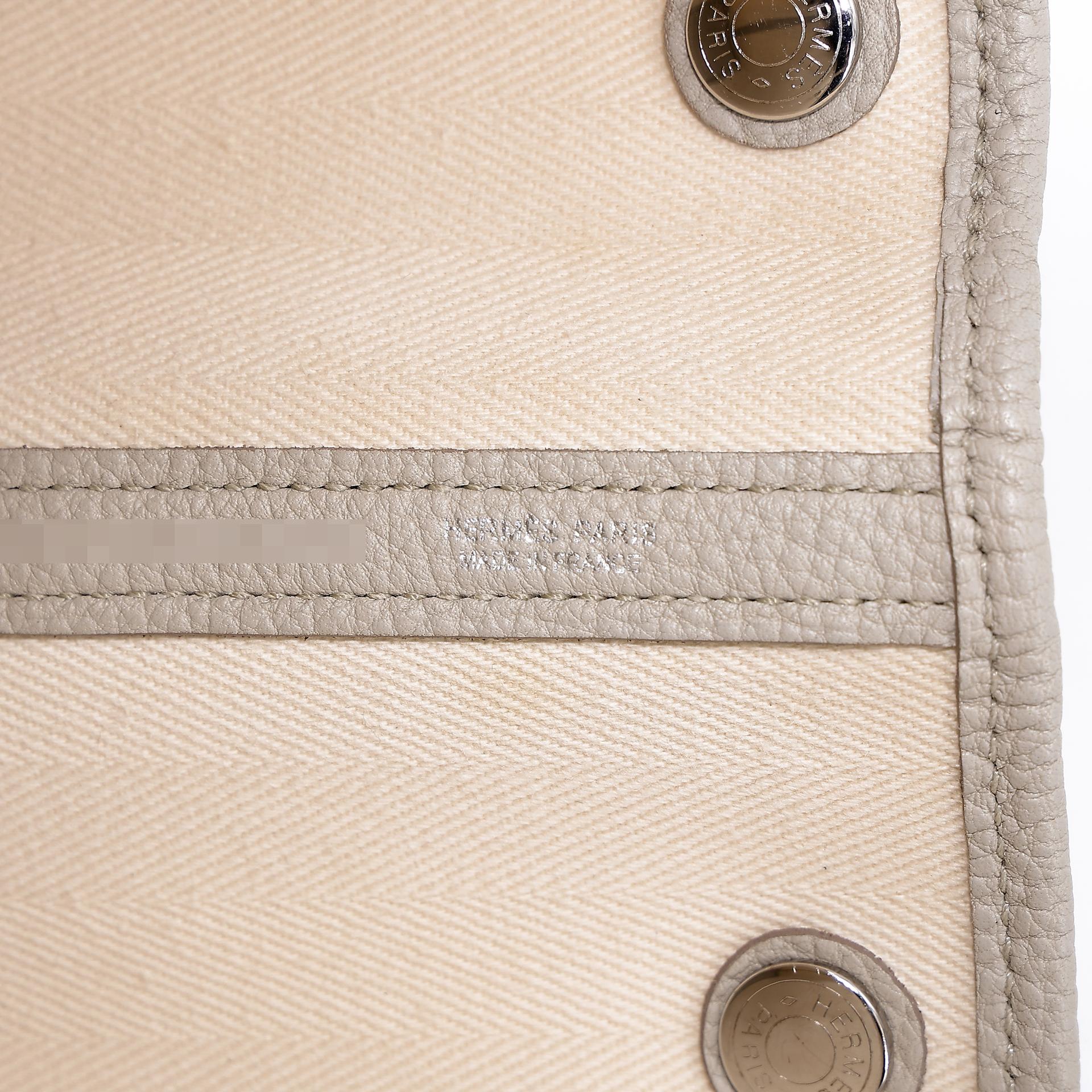 Very Good ( Rank A) HERMÈS Garden Party PM Nata (I2) Beton (8L) Canvas Negonda Palladium hardware D (2019) - 17