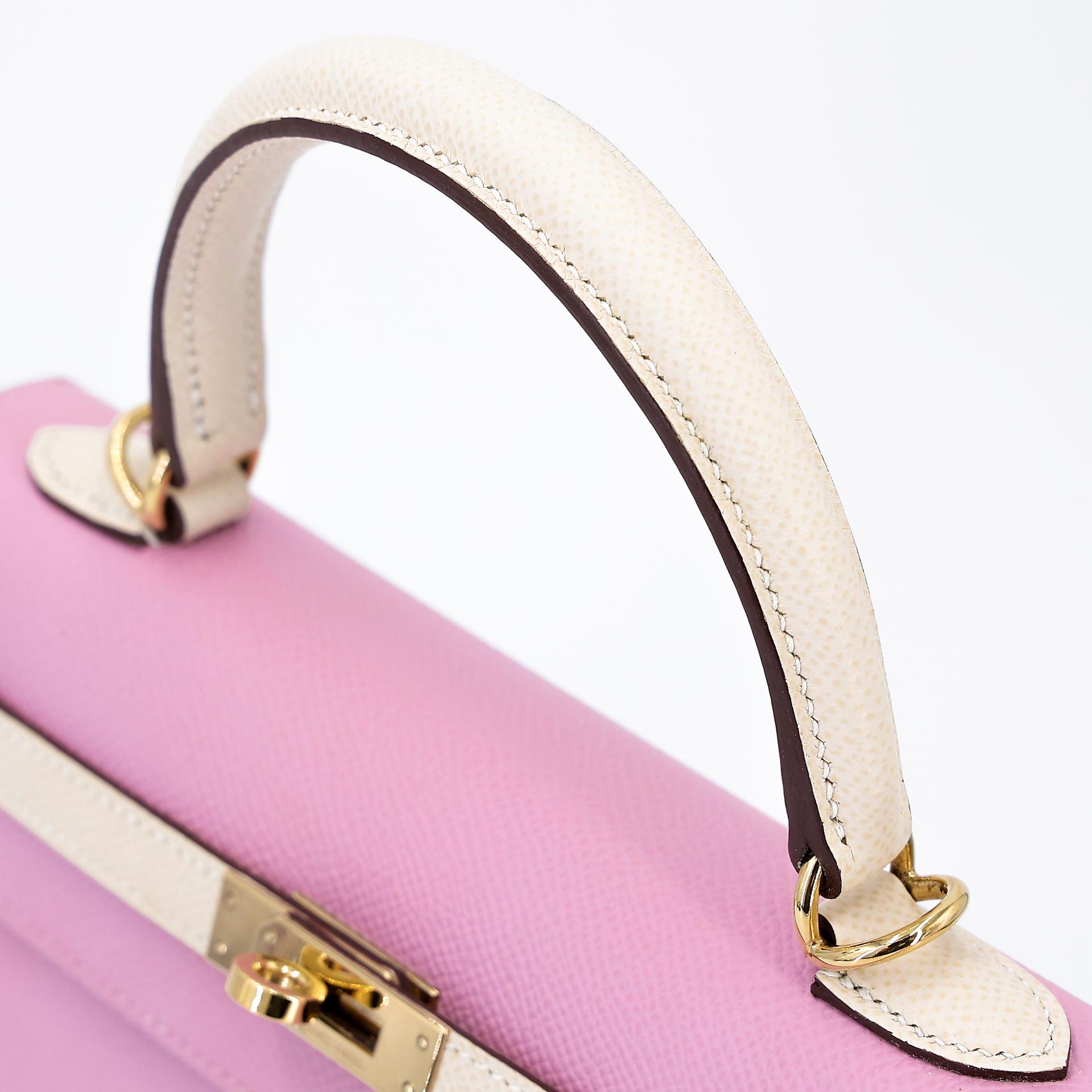 Very Good ( Rank A) HERMÈS Special Order Kelly 25 Sellier HSS Nata (I2) Mauve Sylvestre (X9) Epsom Gold hardware B (2023) - 3