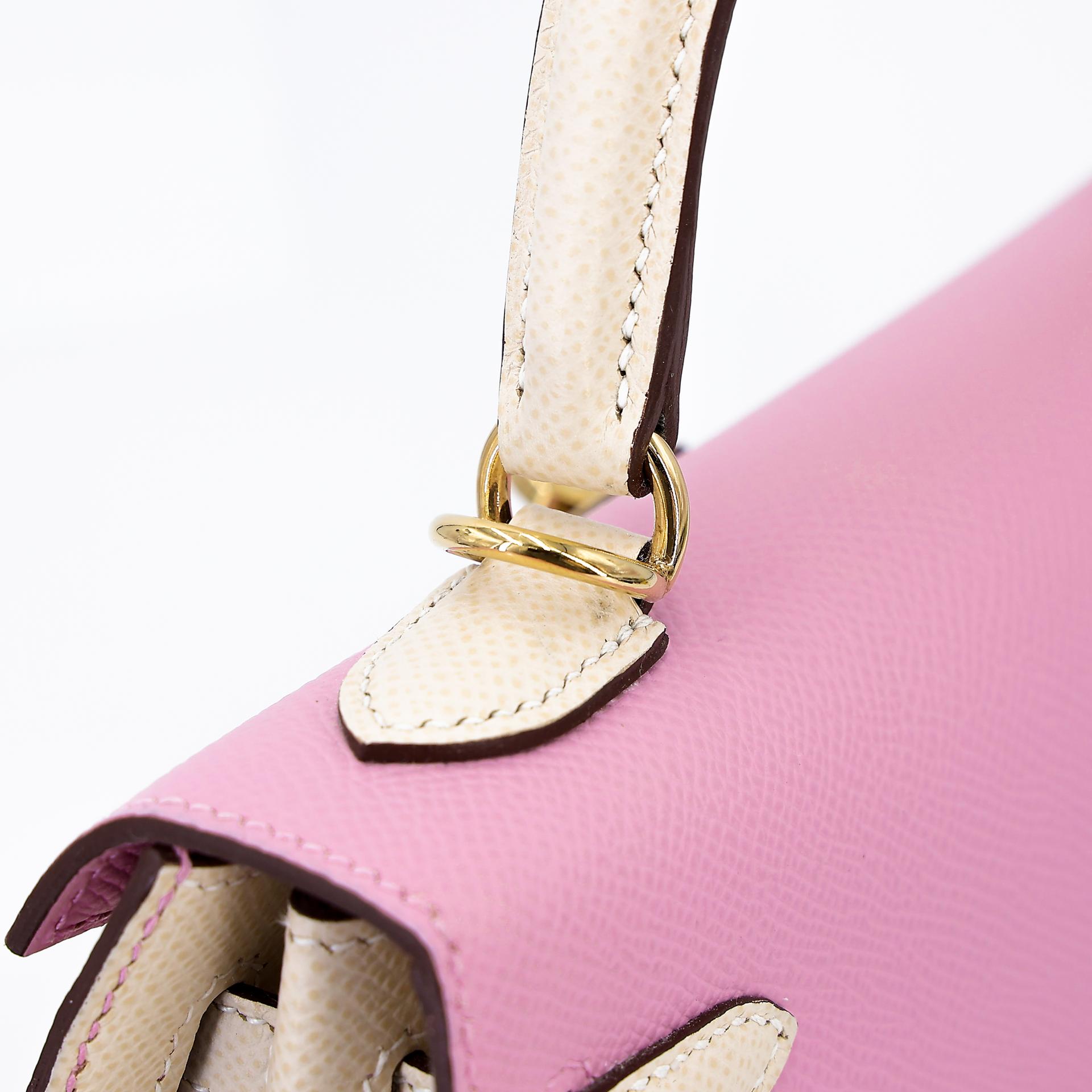 Very Good ( Rank A) HERMÈS Special Order Kelly 25 Sellier HSS Nata (I2) Mauve Sylvestre (X9) Epsom Gold hardware B (2023) - 4