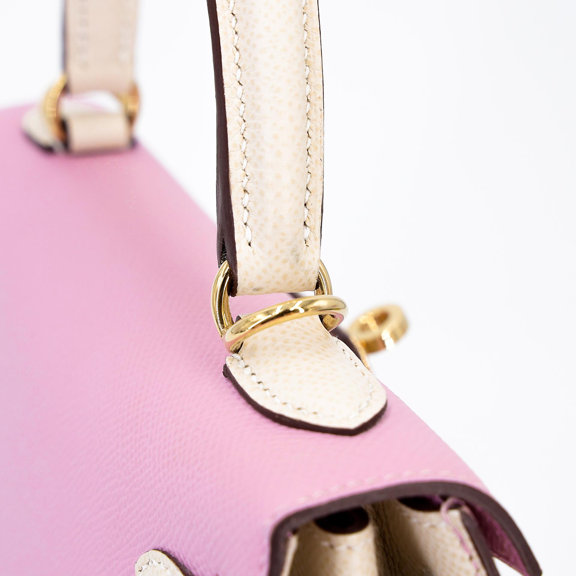 Very Good ( Rank A) HERMÈS Special Order Kelly 25 Sellier HSS Nata (I2) Mauve Sylvestre (X9) Epsom Gold hardware B (2023) - 5