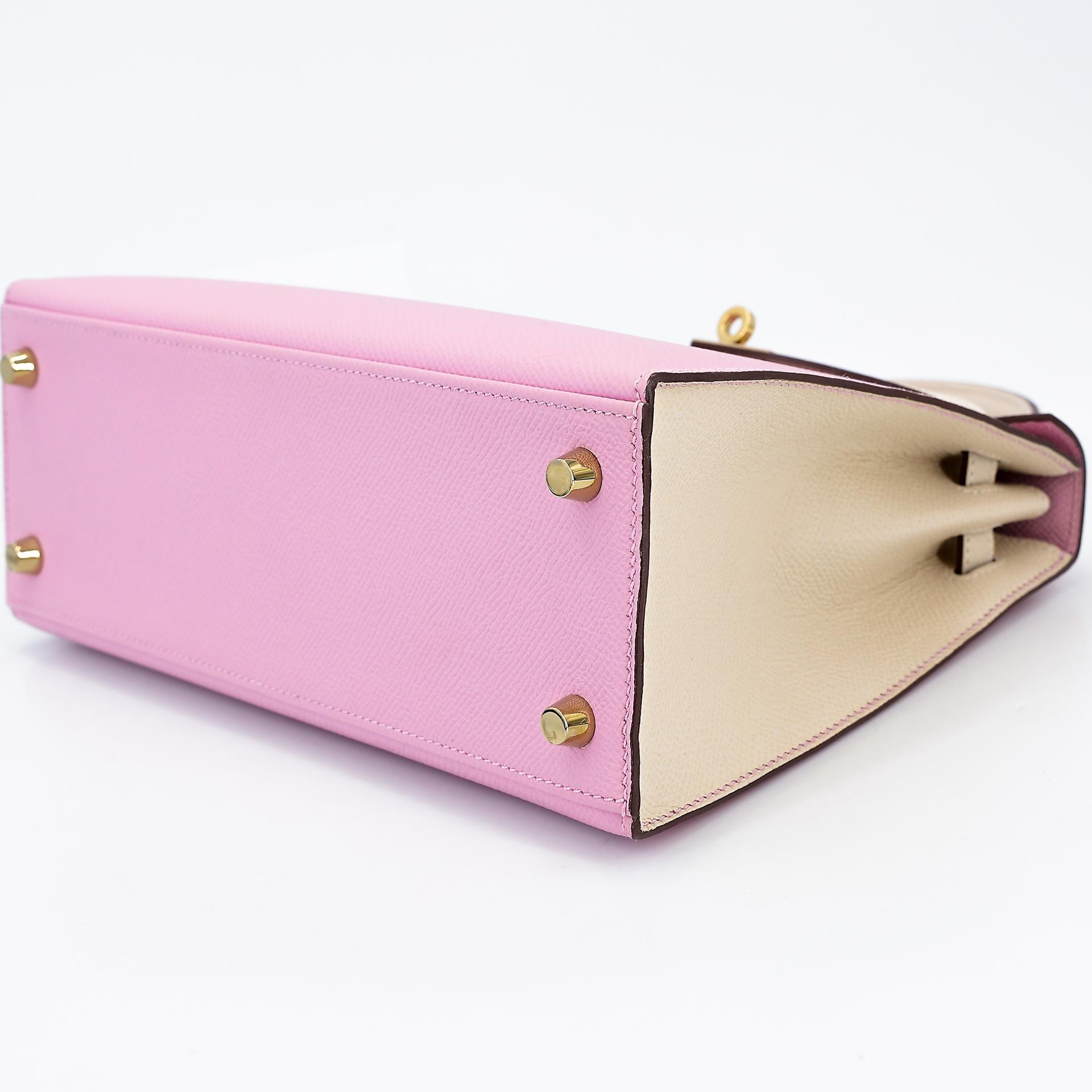 Very Good ( Rank A) HERMÈS Special Order Kelly 25 Sellier HSS Nata (I2) Mauve Sylvestre (X9) Epsom Gold hardware B (2023) - 6