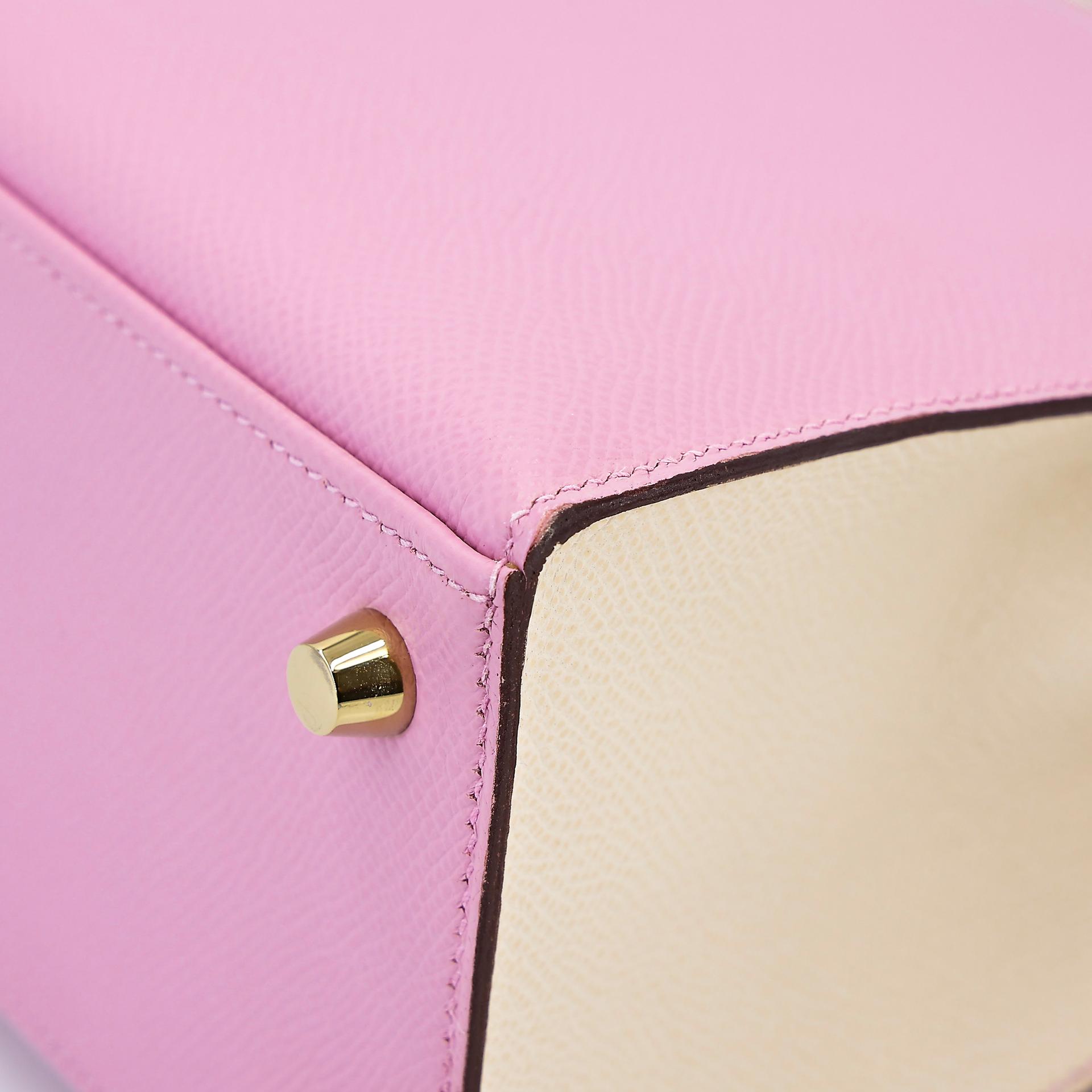 Very Good ( Rank A) HERMÈS Special Order Kelly 25 Sellier HSS Nata (I2) Mauve Sylvestre (X9) Epsom Gold hardware B (2023) - 12