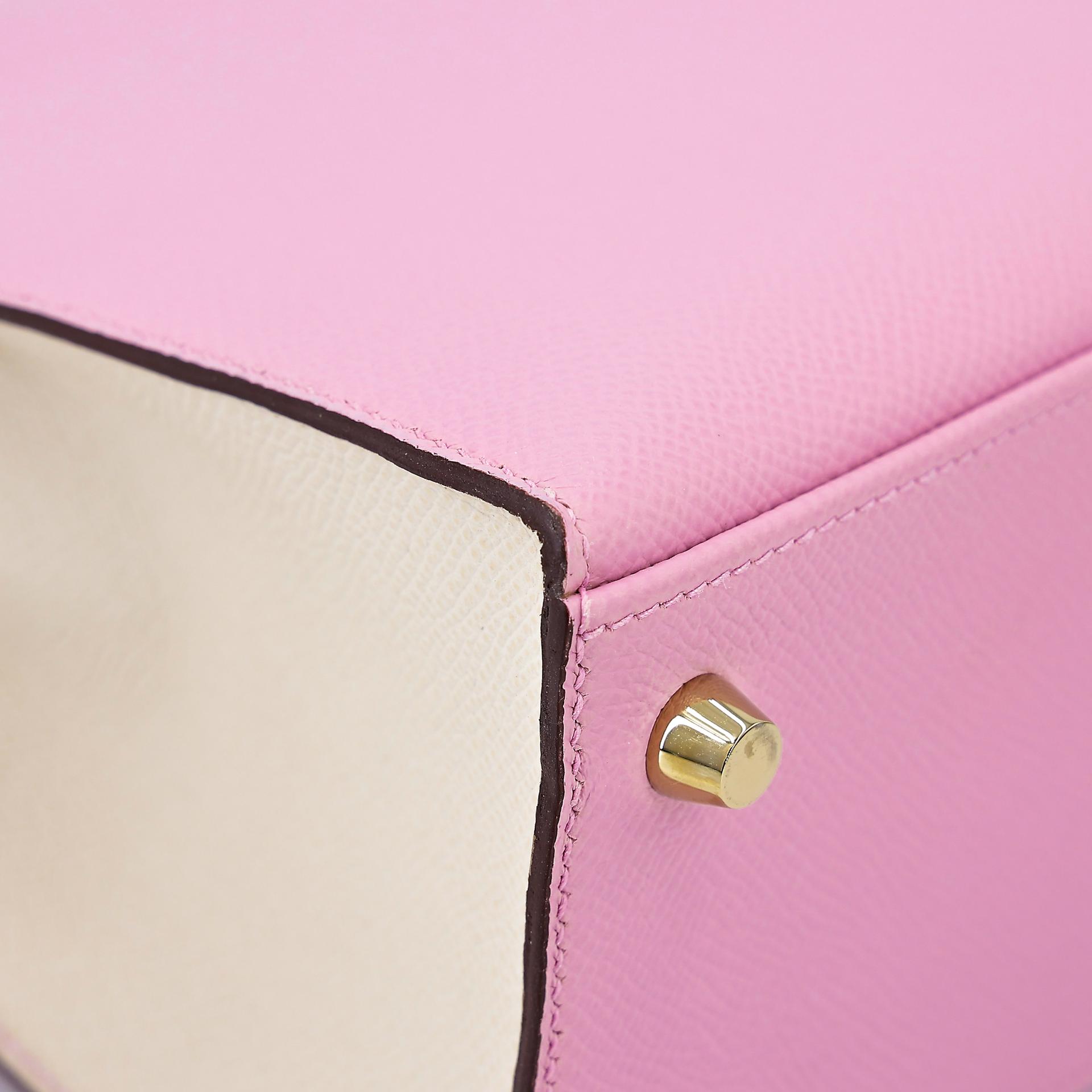 Very Good ( Rank A) HERMÈS Special Order Kelly 25 Sellier HSS Nata (I2) Mauve Sylvestre (X9) Epsom Gold hardware B (2023) - 13