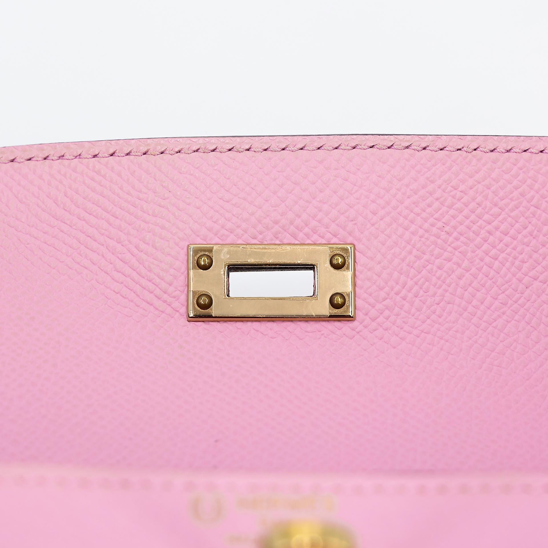 Very Good ( Rank A) HERMÈS Special Order Kelly 25 Sellier HSS Nata (I2) Mauve Sylvestre (X9) Epsom Gold hardware B (2023) - 18