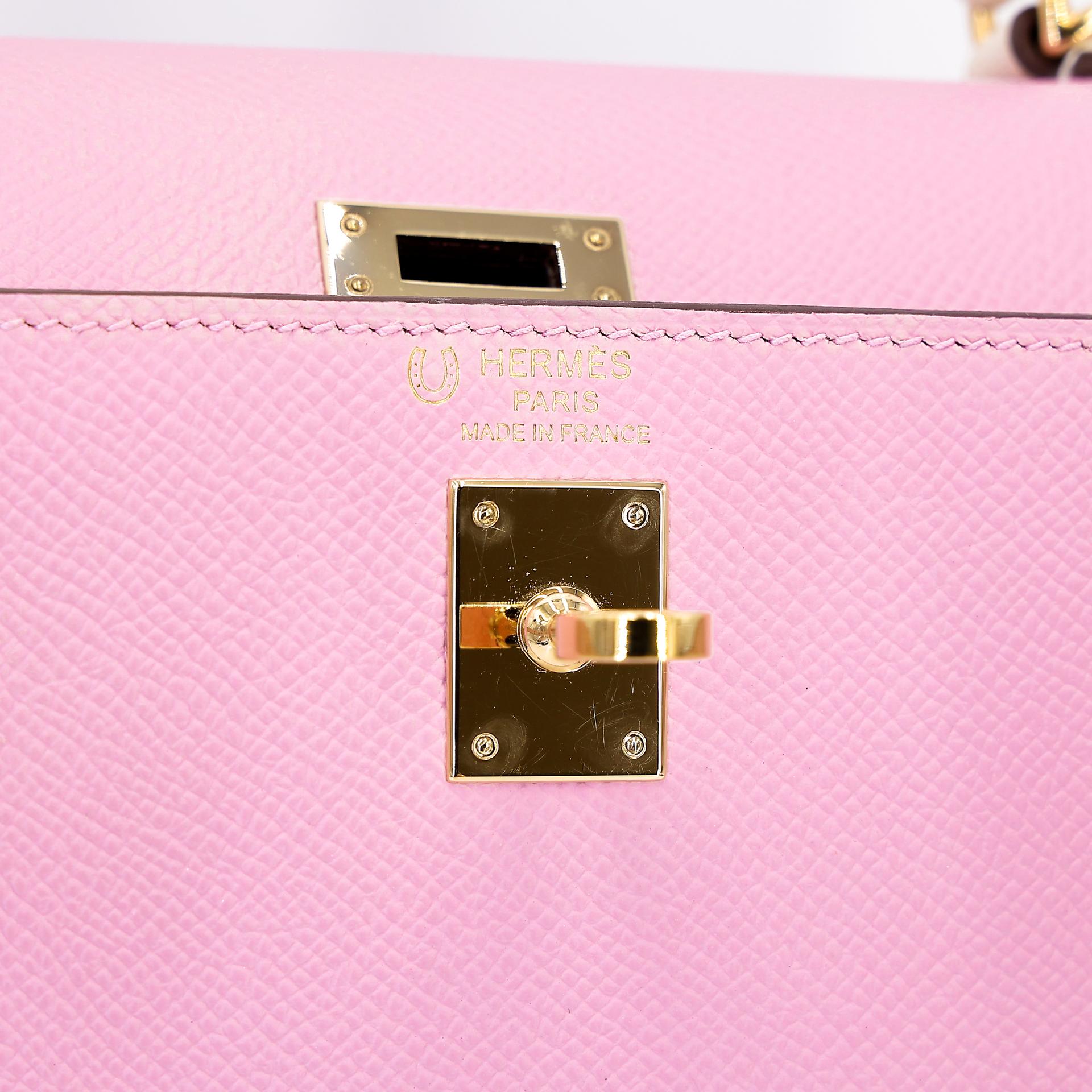 Very Good ( Rank A) HERMÈS Special Order Kelly 25 Sellier HSS Nata (I2) Mauve Sylvestre (X9) Epsom Gold hardware B (2023) - 19