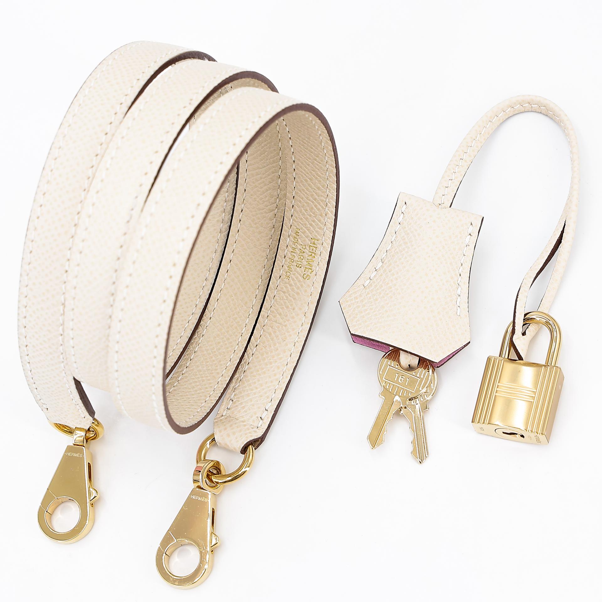 Very Good ( Rank A) HERMÈS Special Order Kelly 25 Sellier HSS Nata (I2) Mauve Sylvestre (X9) Epsom Gold hardware B (2023) - 24