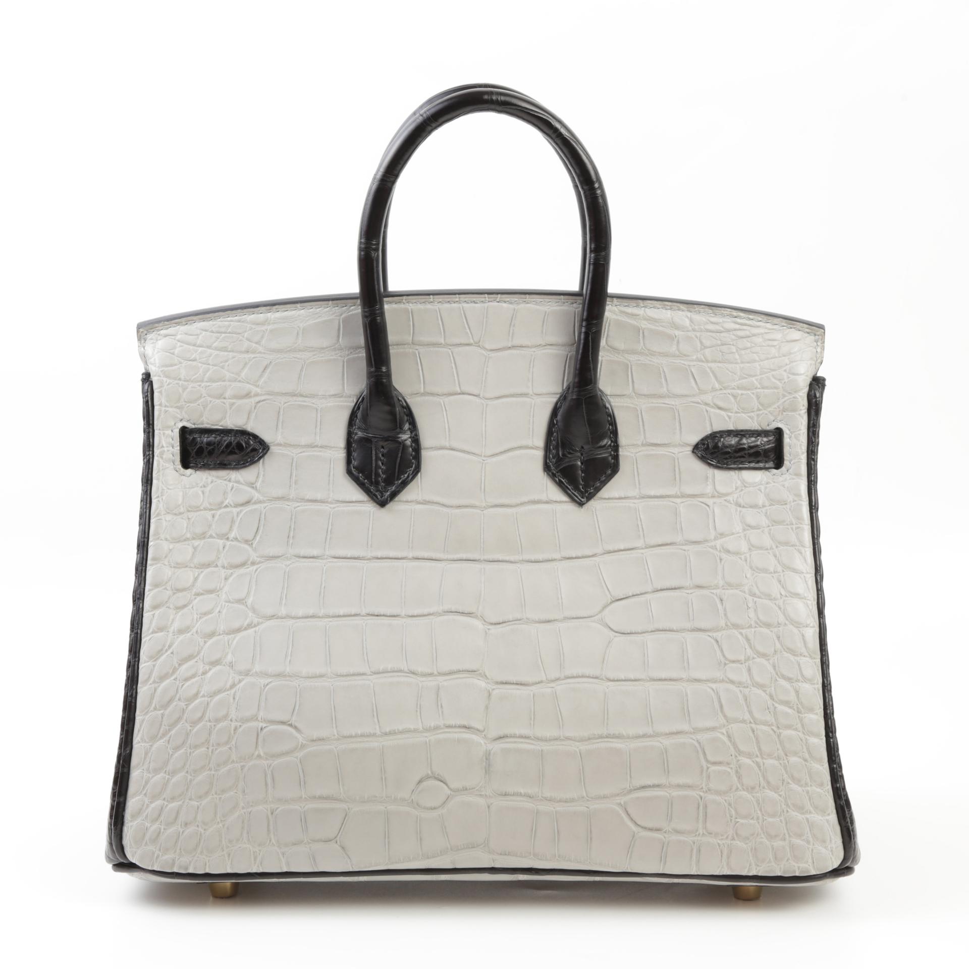 Unused ( Rank NS ) HERMÈS Special Order Birkin 25 Gris Perle (80) Black (89) Matte Alligator Gold hardware B (2023) - 2