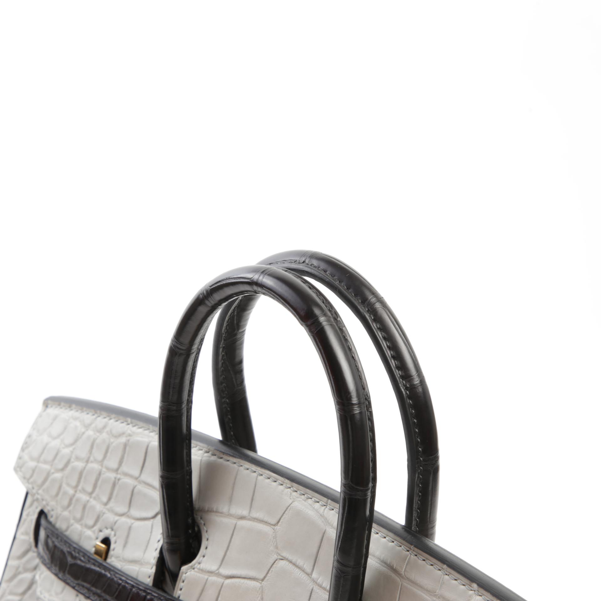 Unused ( Rank NS ) HERMÈS Special Order Birkin 25 Gris Perle (80) Black (89) Matte Alligator Gold hardware B (2023) - 3