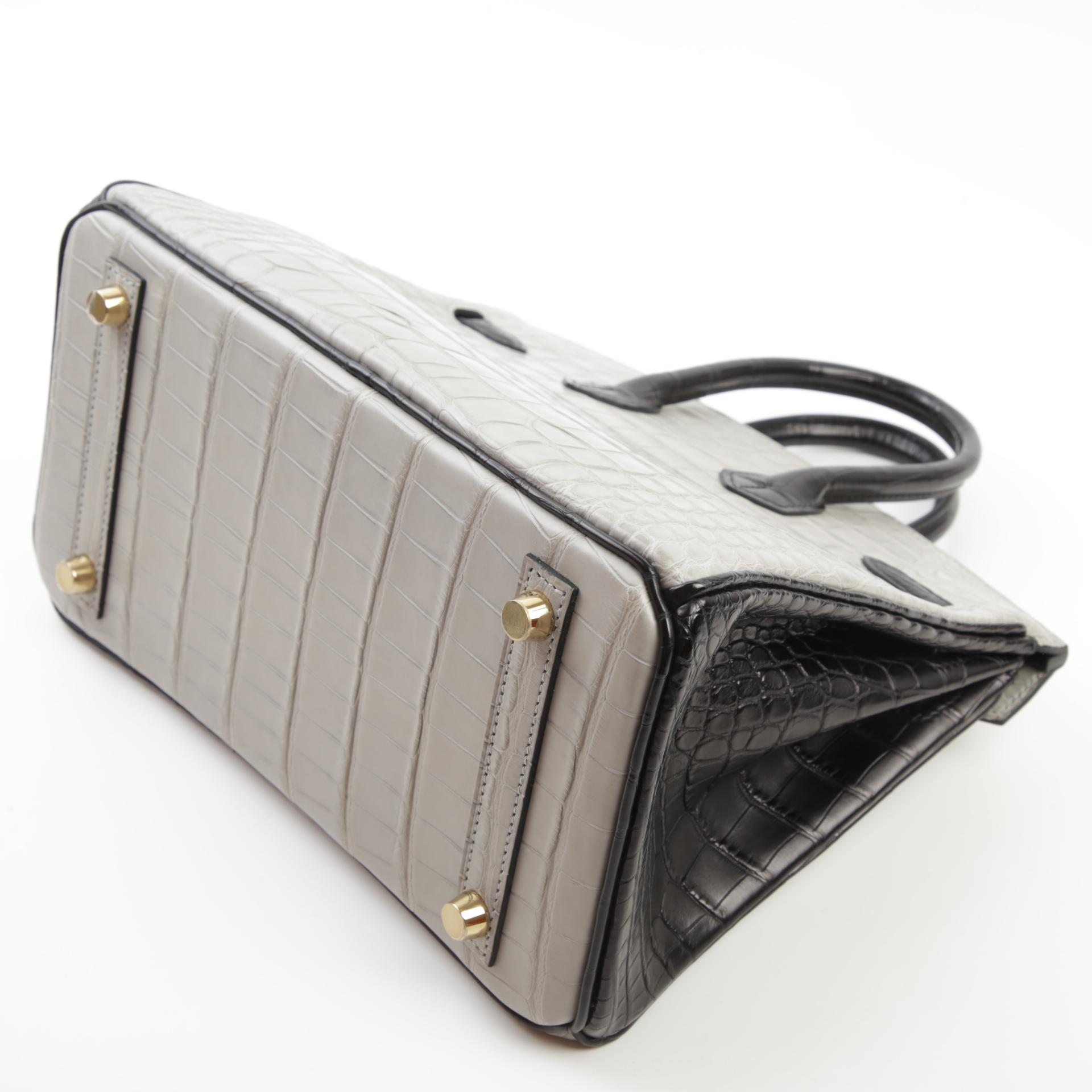 Unused ( Rank NS ) HERMÈS Special Order Birkin 25 Gris Perle (80) Black (89) Matte Alligator Gold hardware B (2023) - 7