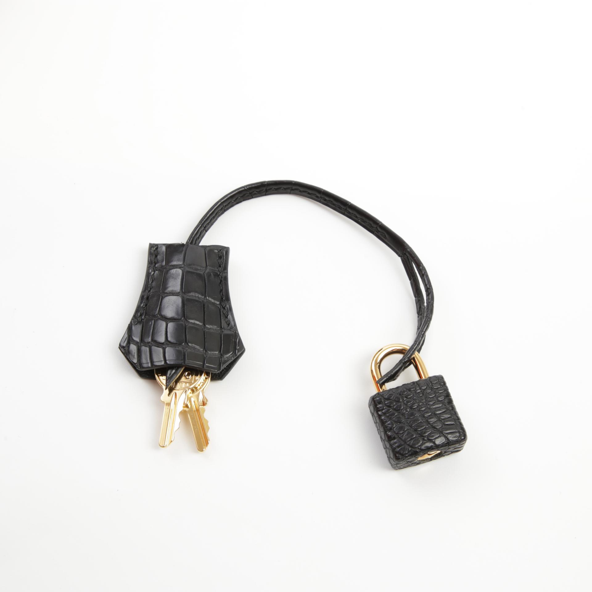 Unused ( Rank NS ) HERMÈS Special Order Birkin 25 Gris Perle (80) Black (89) Matte Alligator Gold hardware B (2023) - 14