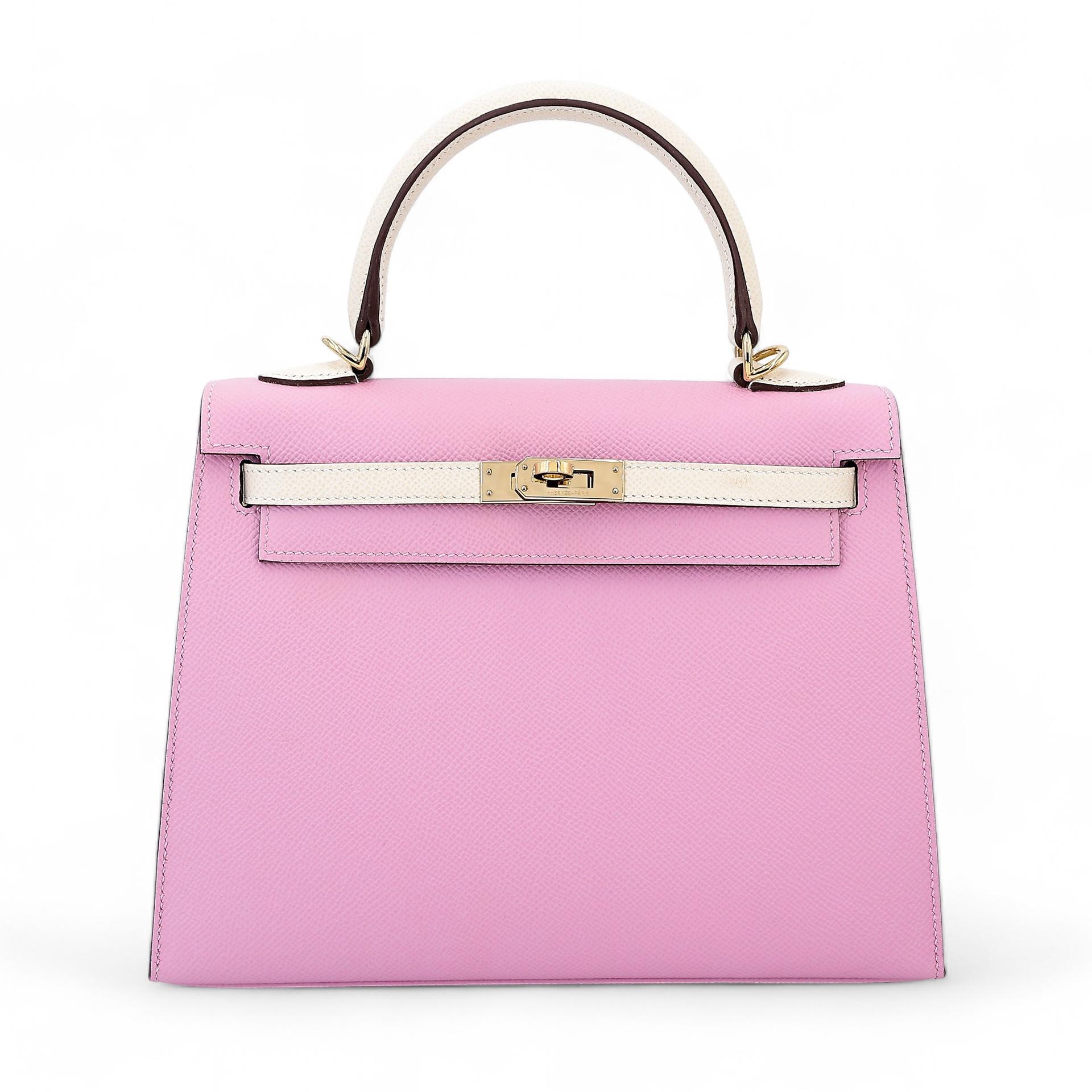 Very Good ( Rank A) HERMÈS Special Order Kelly 25 Sellier HSS Nata (I2) Mauve Sylvestre (X9) Epsom Gold hardware B (2023) - 1