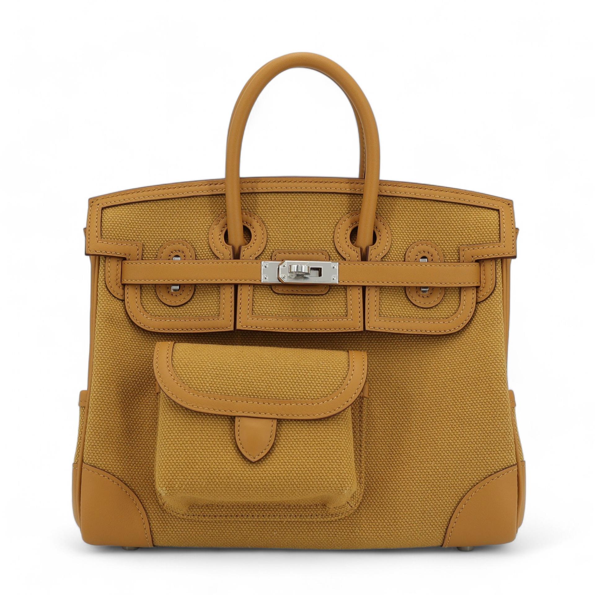 Brand New ( Rank N ) HERMÈS Limited Edition Birkin Cargo 25 Sesame (2S) Canvas Togo Palladium hardware W (2024) - 1
