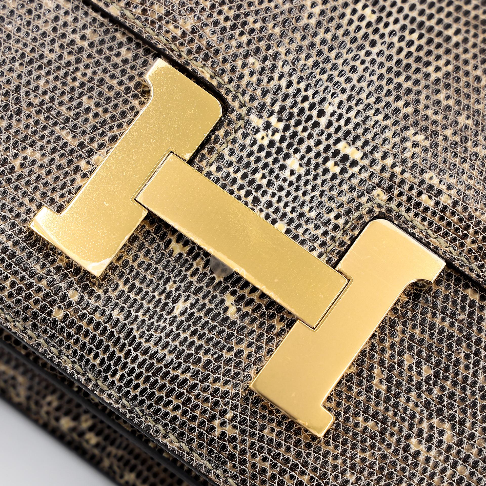A美品 HERMÈS 愛馬仕 Constance 康康 Mini 19 1B 原色蜥蜴 Ombré 蜥蜴皮 金扣 D刻 2019年 - 9