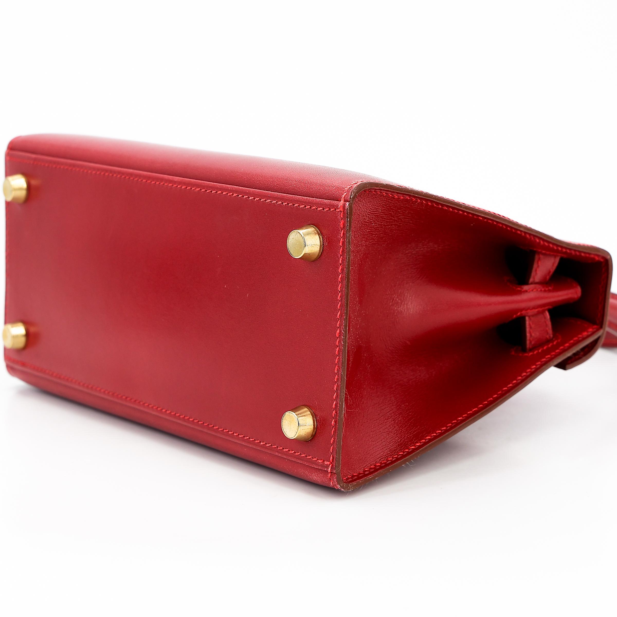 ランク A HERMÈS エルメス ミニケリー ルージュヴィフ (53) ボックスカーフ ゴールド金具 □B刻印 - 6