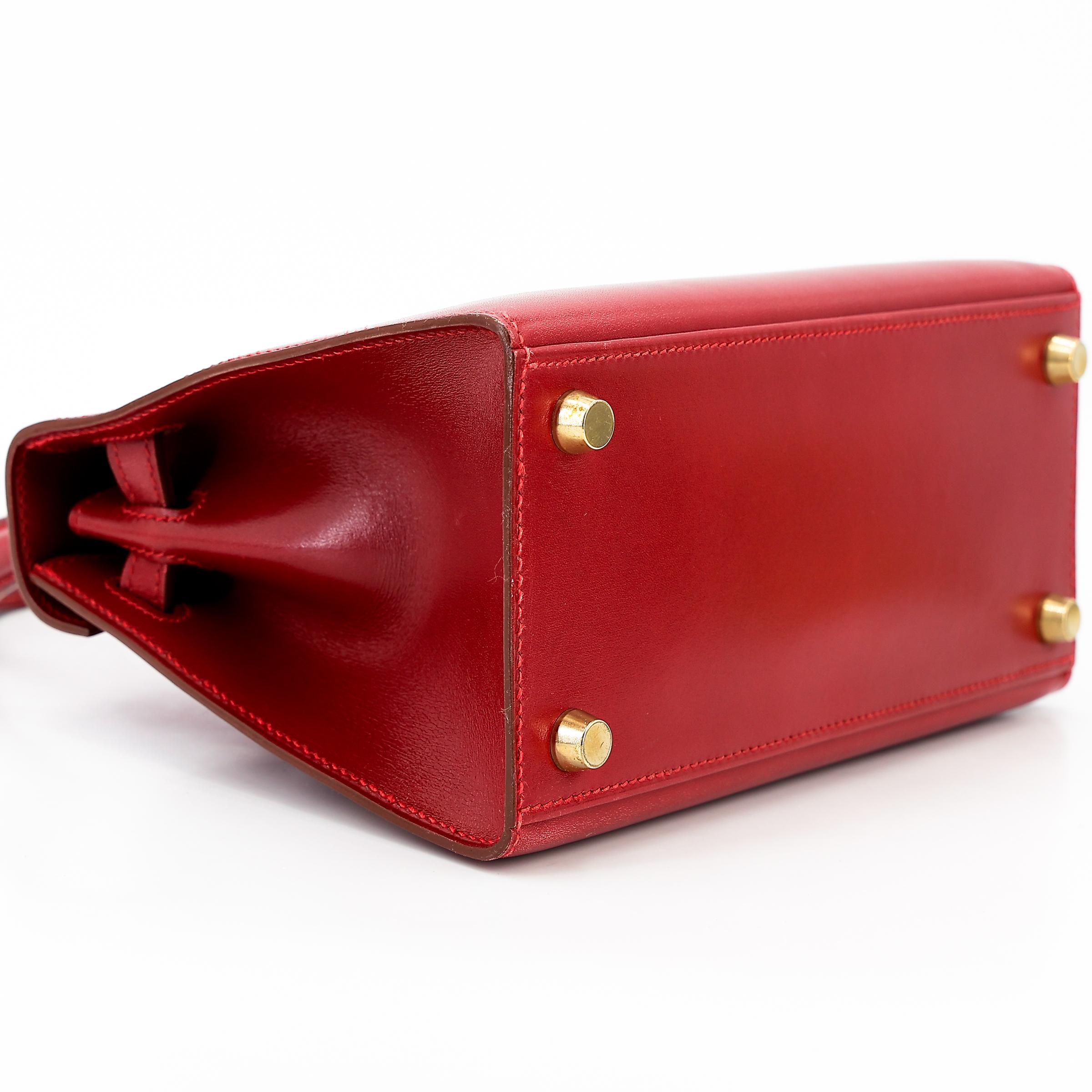 ランク A HERMÈS エルメス ミニケリー ルージュヴィフ (53) ボックスカーフ ゴールド金具 □B刻印 - 7