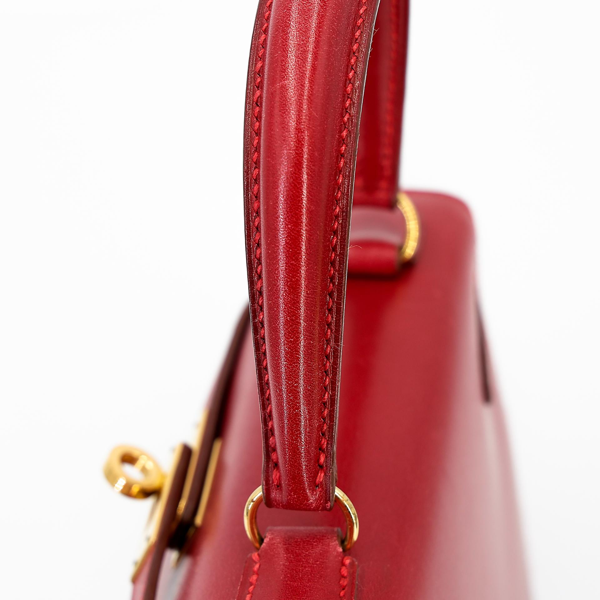 ランク A HERMÈS エルメス ミニケリー ルージュヴィフ (53) ボックスカーフ ゴールド金具 □B刻印 - 10