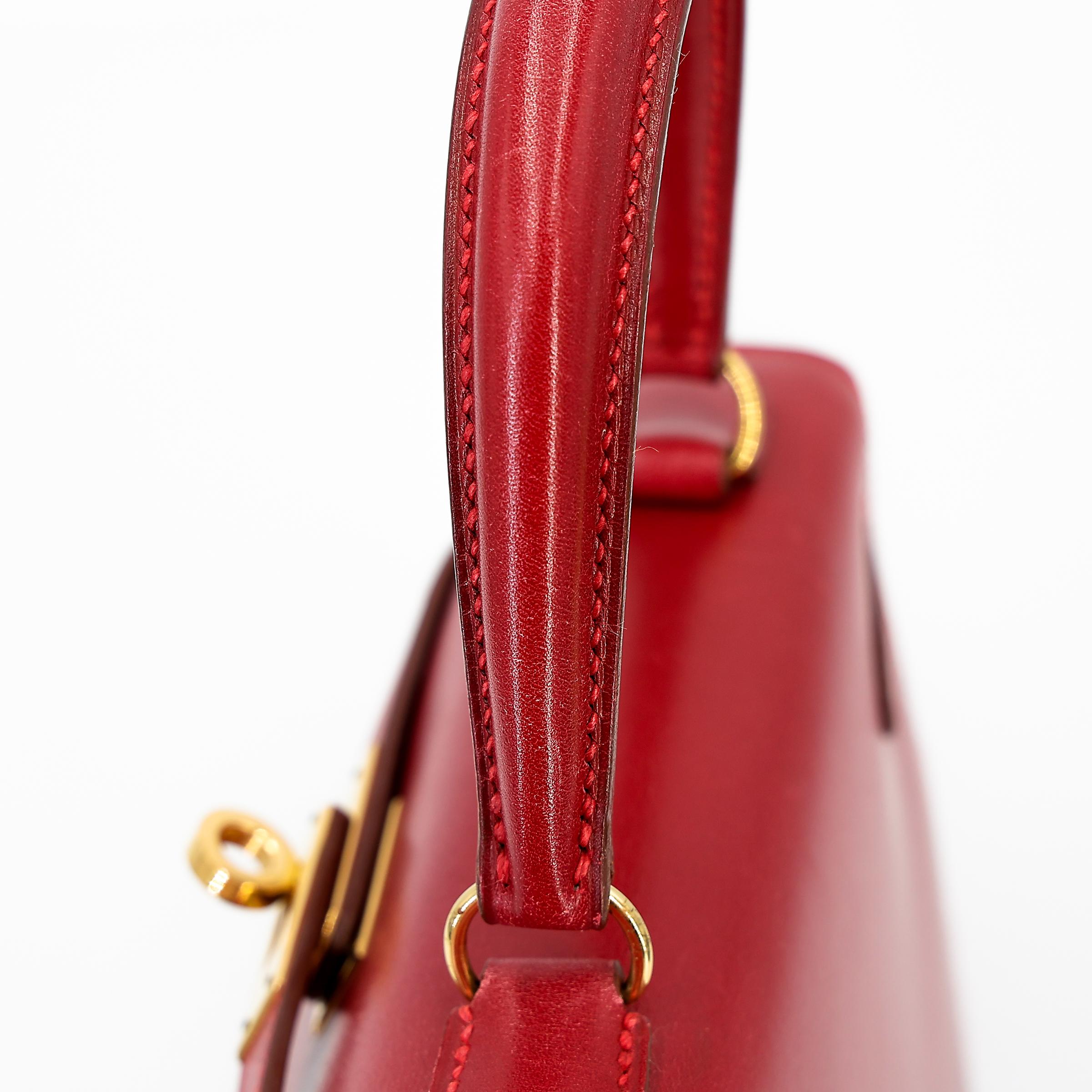ランク A HERMÈS エルメス ミニケリー ルージュヴィフ (53) ボックスカーフ ゴールド金具 □B刻印 - 10