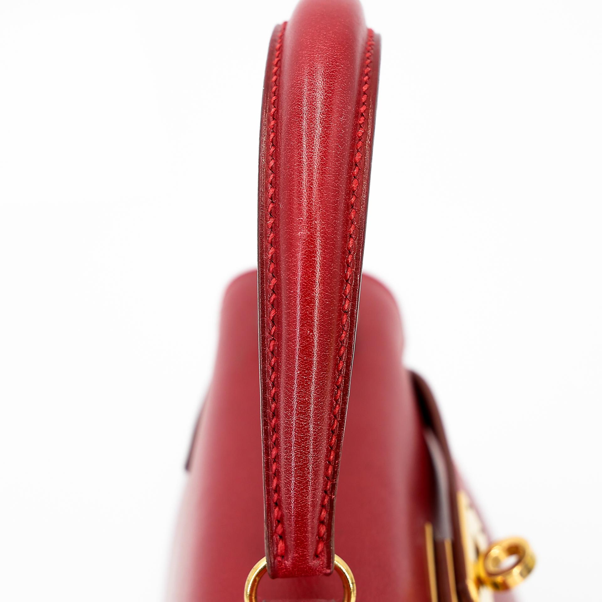 ランク A HERMÈS エルメス ミニケリー ルージュヴィフ (53) ボックスカーフ ゴールド金具 □B刻印 - 12