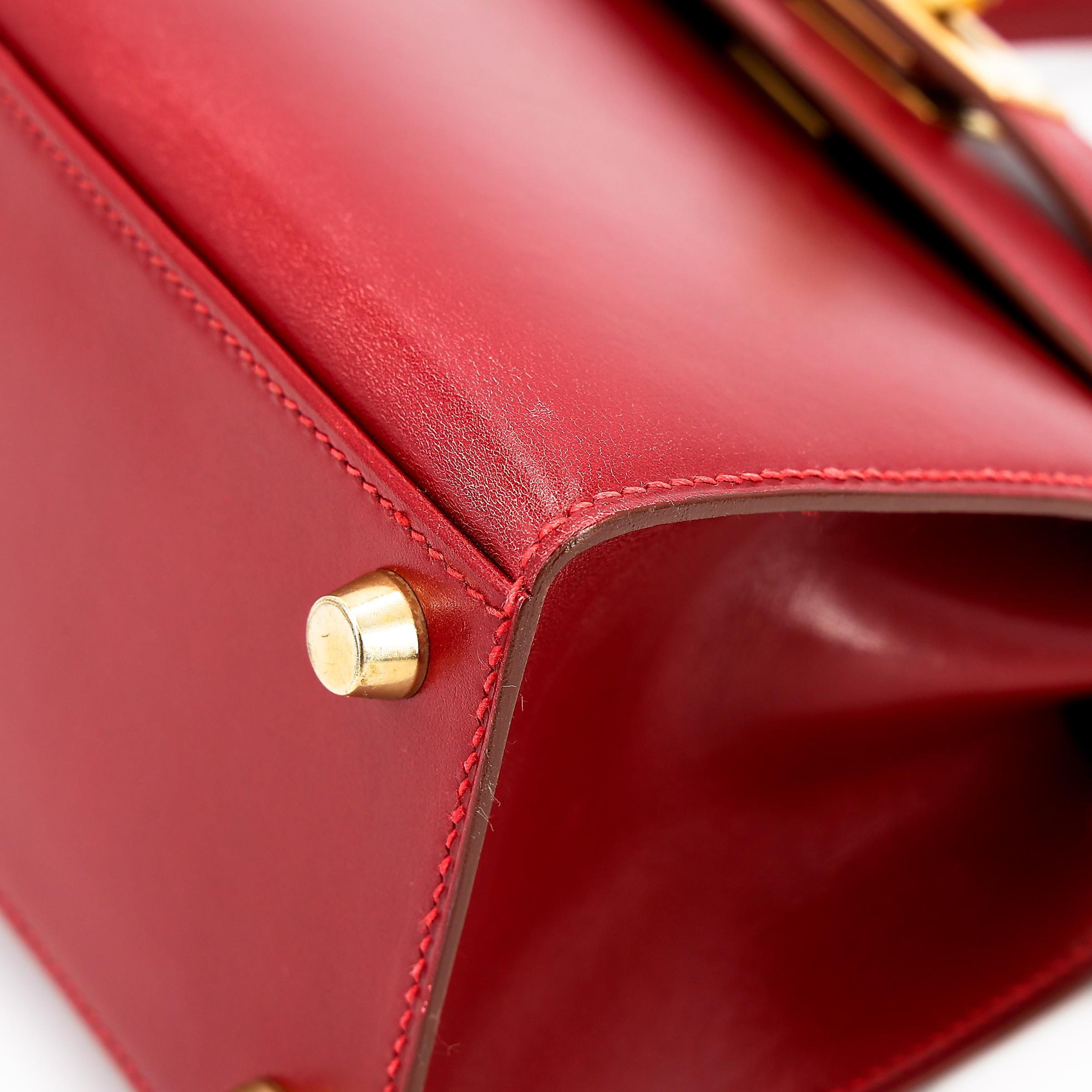 ランク A HERMÈS エルメス ミニケリー ルージュヴィフ (53) ボックスカーフ ゴールド金具 □B刻印 - 13