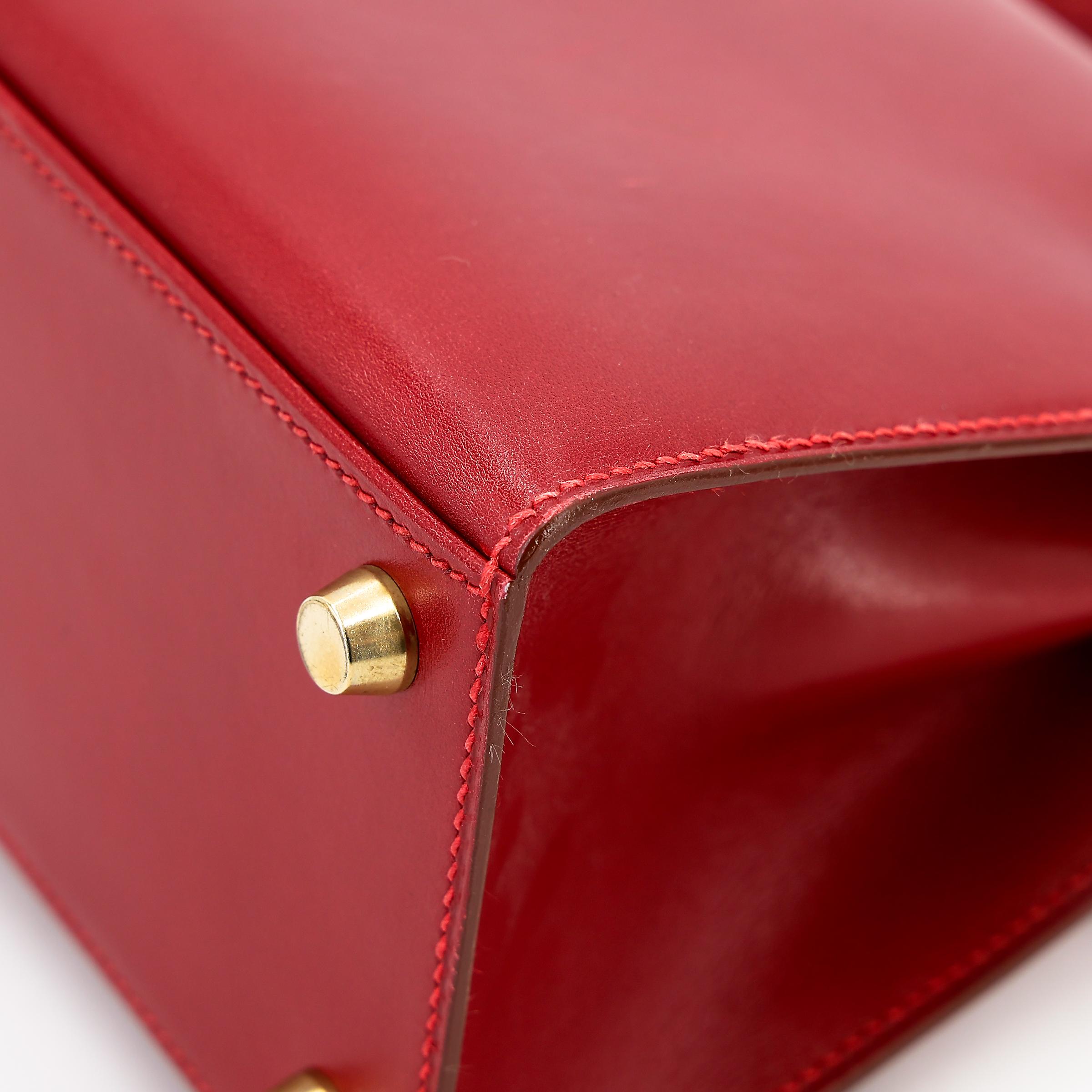 ランク A HERMÈS エルメス ミニケリー ルージュヴィフ (53) ボックスカーフ ゴールド金具 □B刻印 - 15