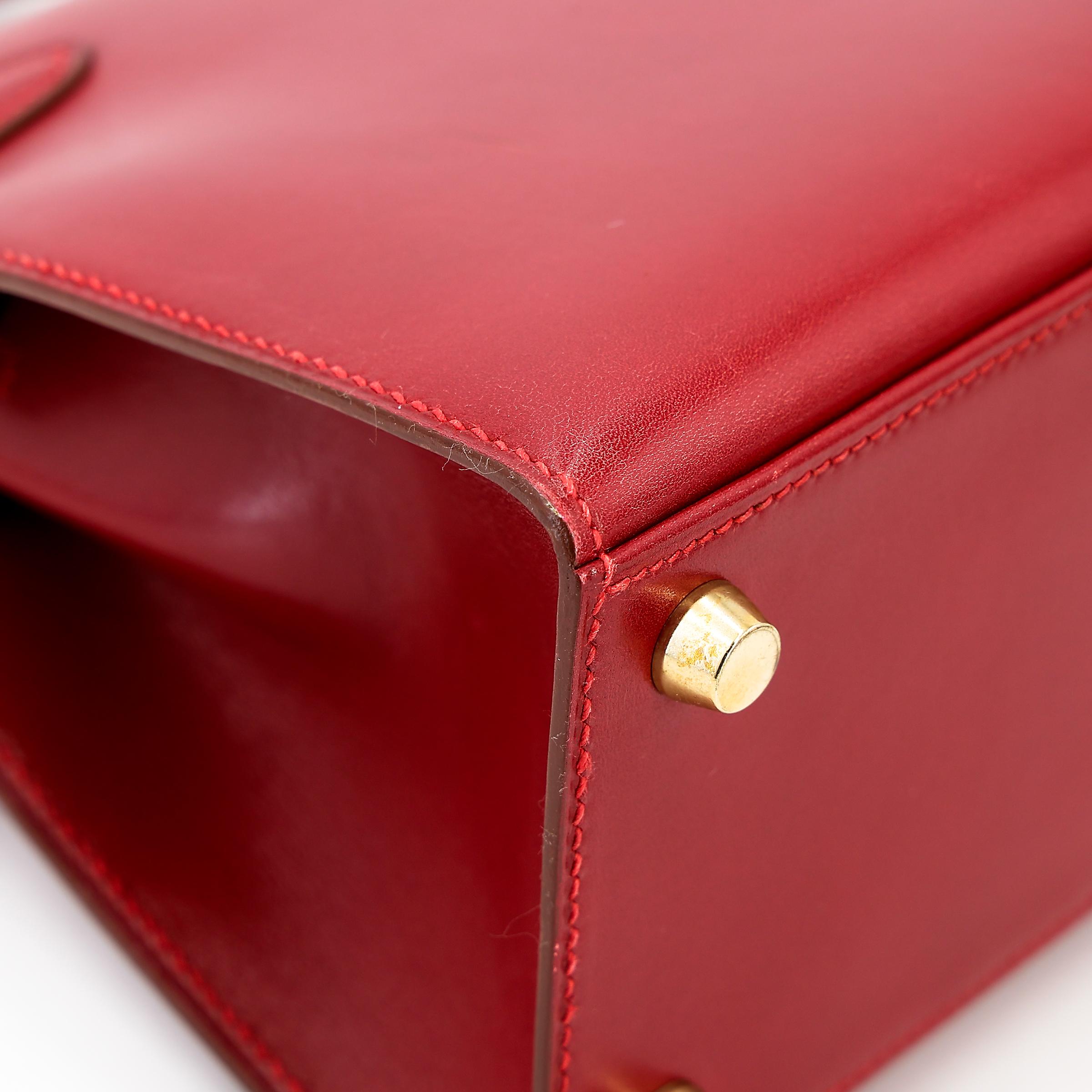 ランク A HERMÈS エルメス ミニケリー ルージュヴィフ (53) ボックスカーフ ゴールド金具 □B刻印 - 16
