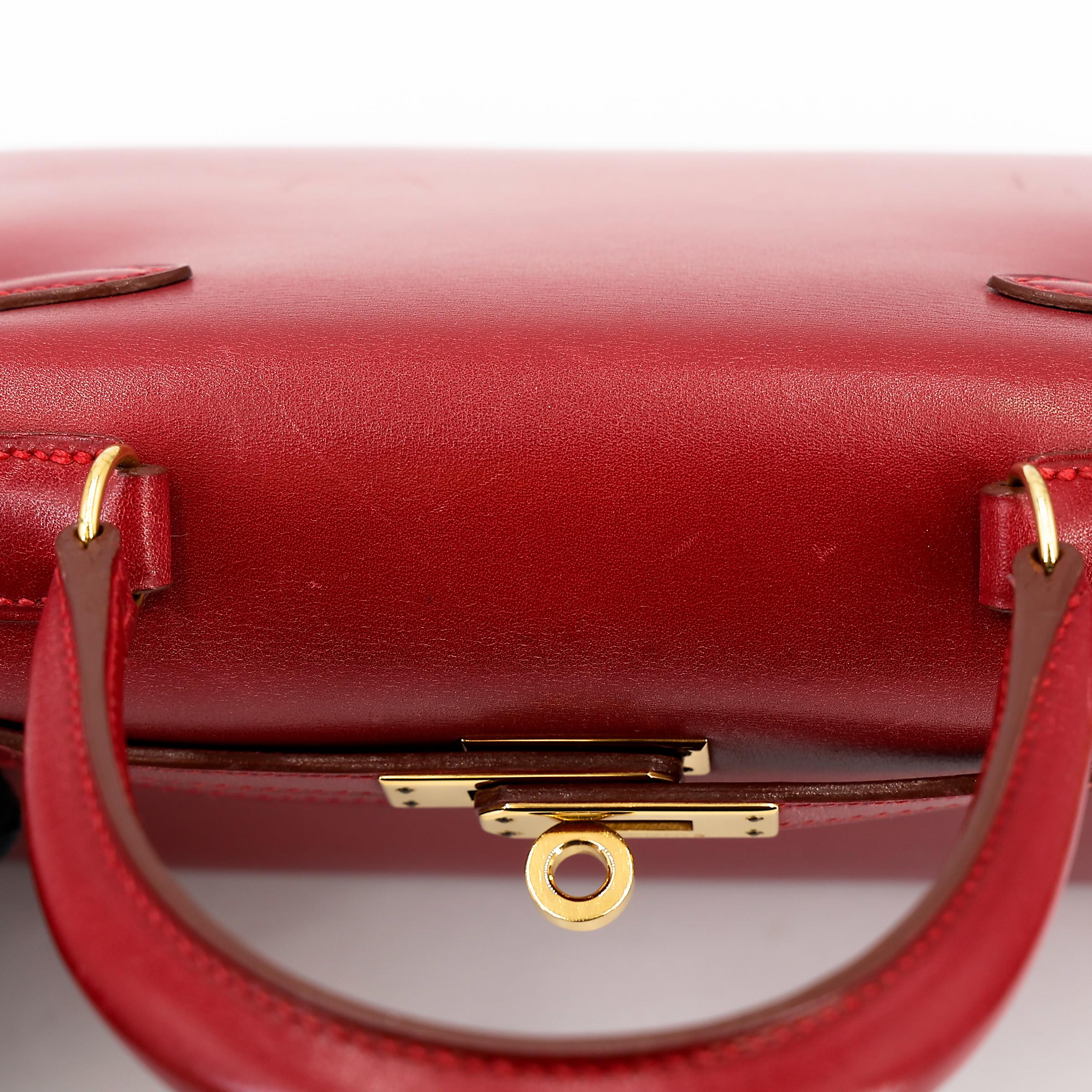 ランク A HERMÈS エルメス ミニケリー ルージュヴィフ (53) ボックスカーフ ゴールド金具 □B刻印 - 17