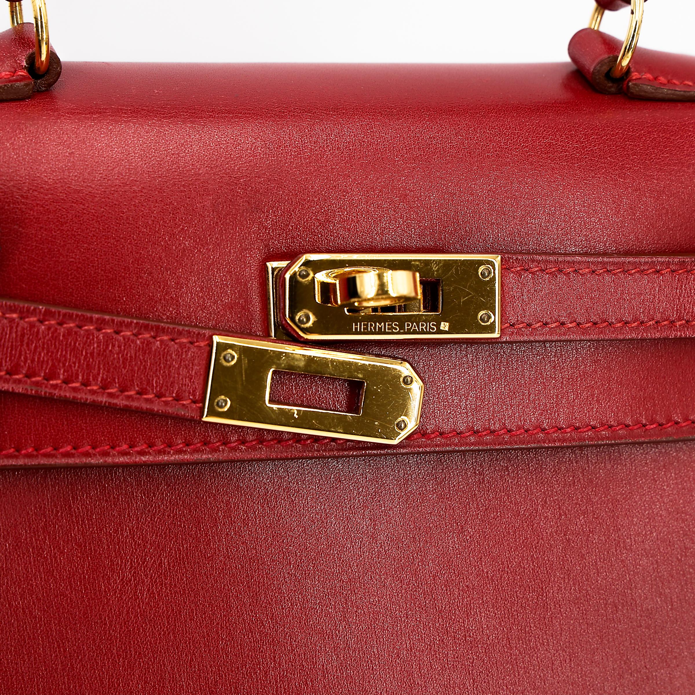 ランク A HERMÈS エルメス ミニケリー ルージュヴィフ (53) ボックスカーフ ゴールド金具 □B刻印 - 18