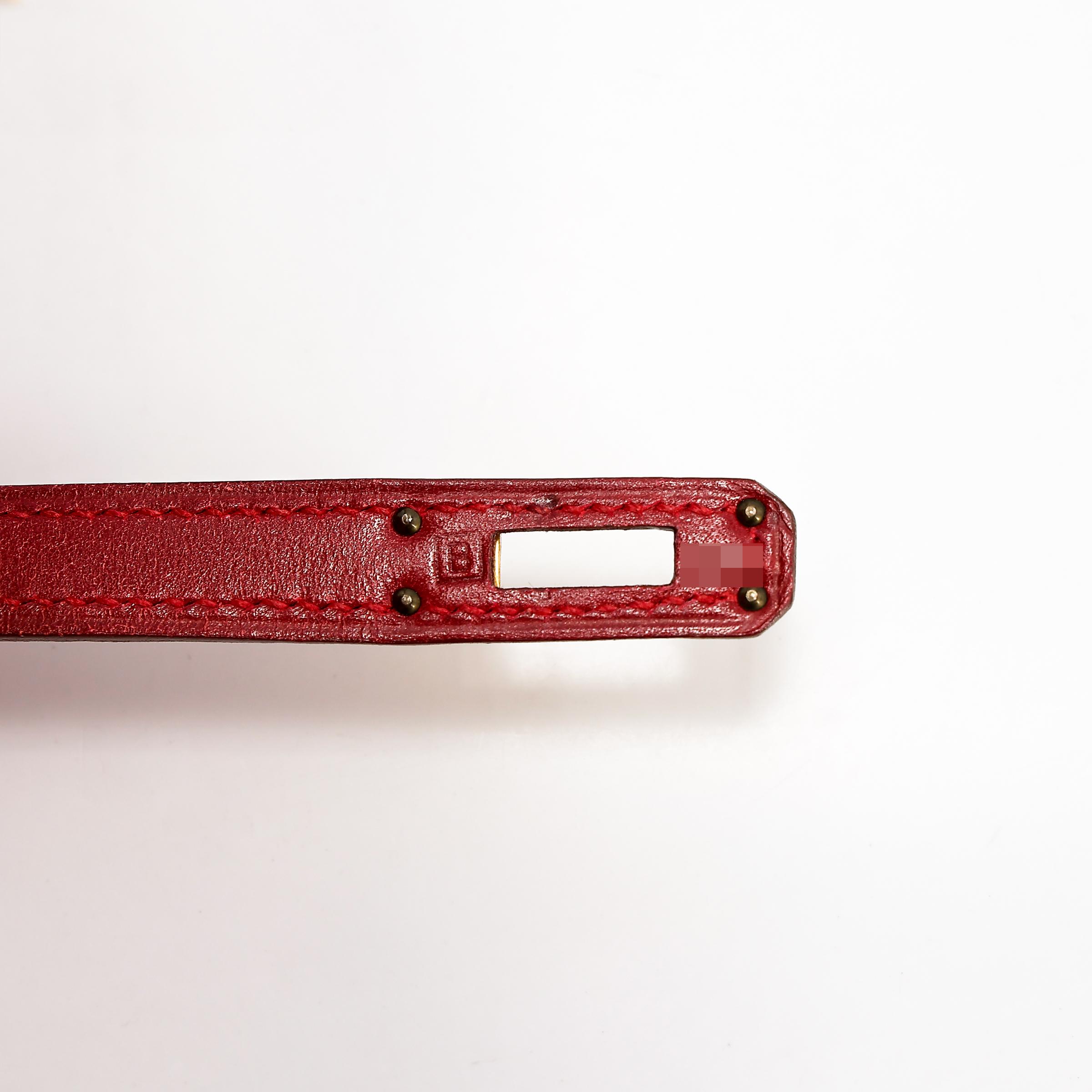ランク A HERMÈS エルメス ミニケリー ルージュヴィフ (53) ボックスカーフ ゴールド金具 □B刻印 - 19