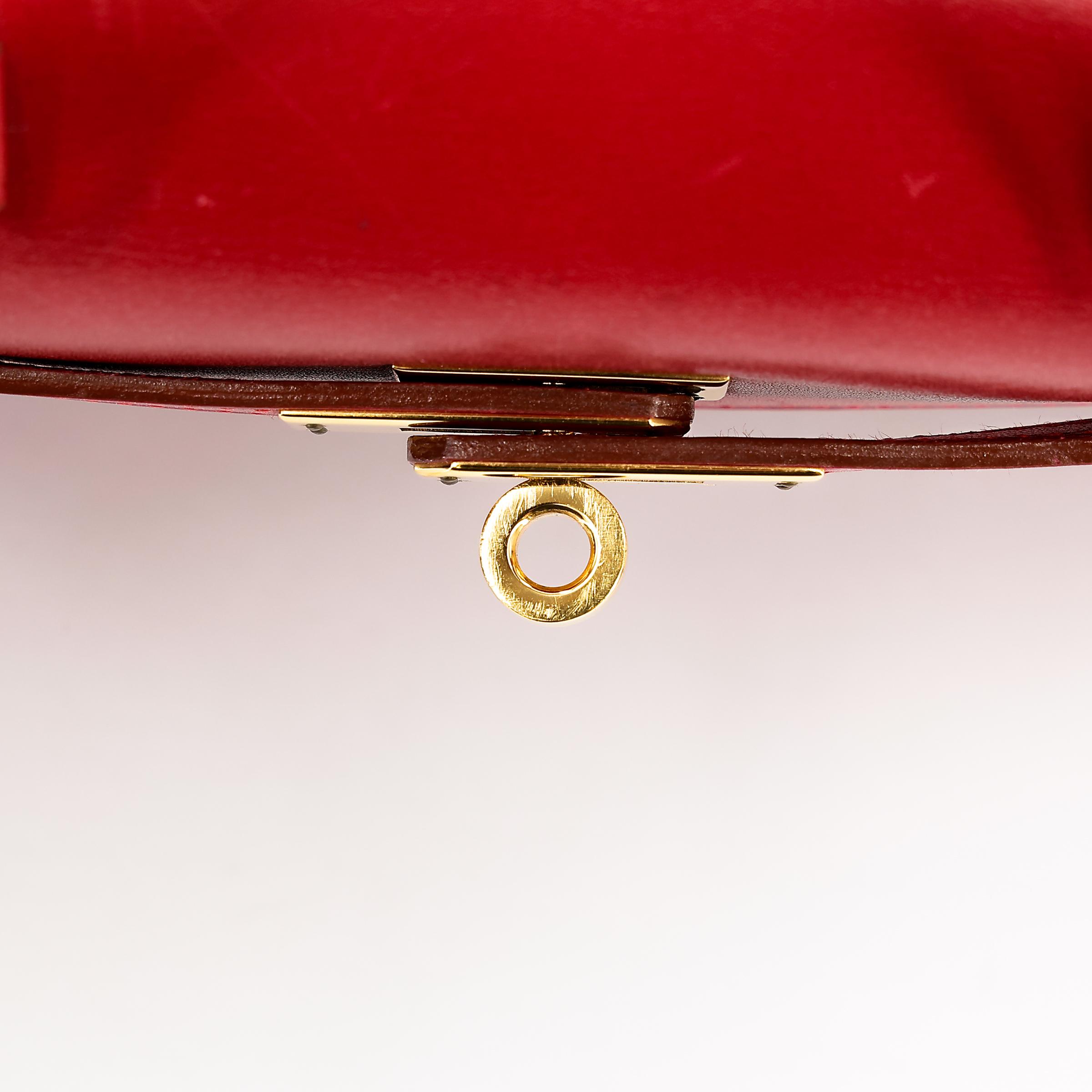 ランク A HERMÈS エルメス ミニケリー ルージュヴィフ (53) ボックスカーフ ゴールド金具 □B刻印 - 20