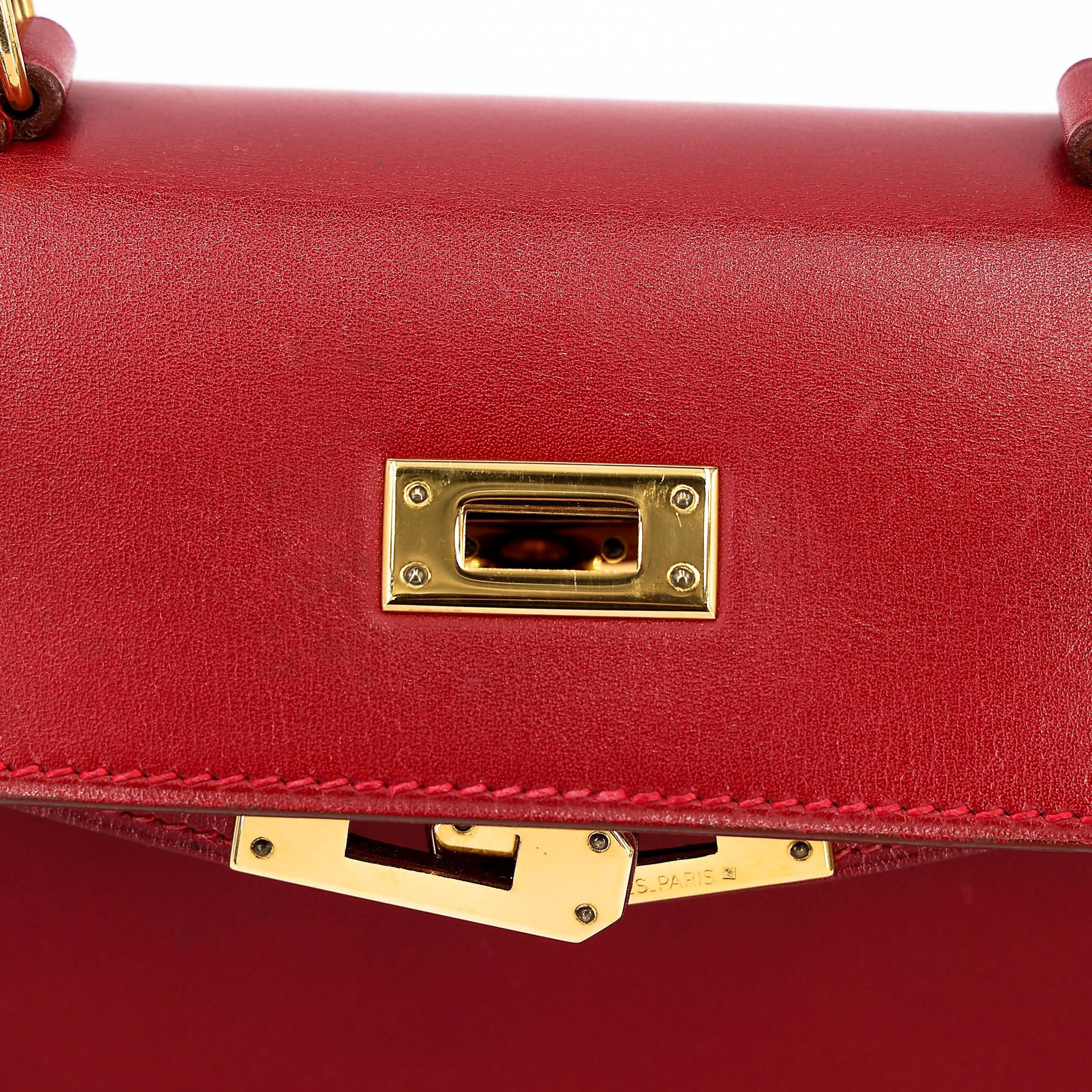 ランク A HERMÈS エルメス ミニケリー ルージュヴィフ (53) ボックスカーフ ゴールド金具 □B刻印 - 21