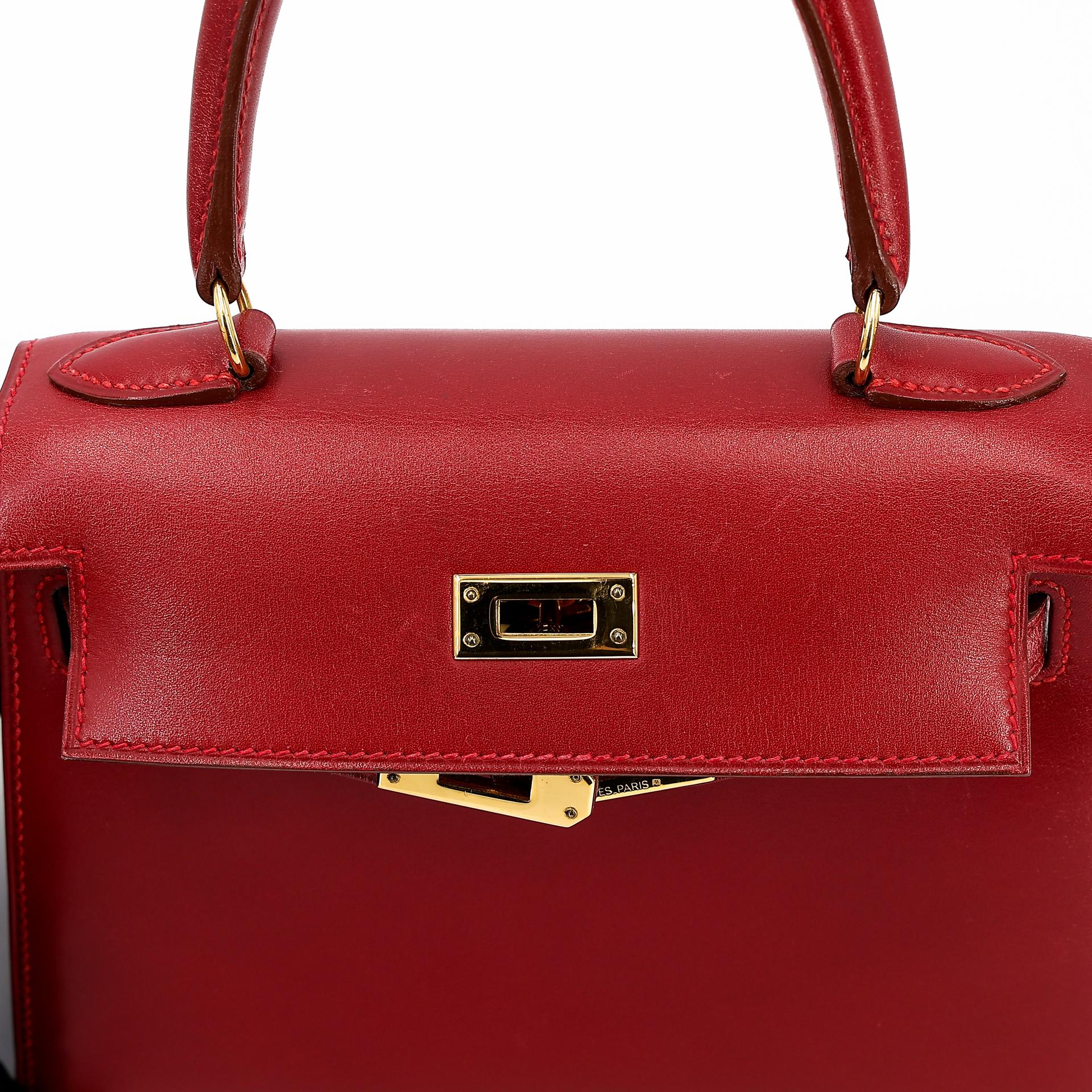 ランク A HERMÈS エルメス ミニケリー ルージュヴィフ (53) ボックスカーフ ゴールド金具 □B刻印 - 22