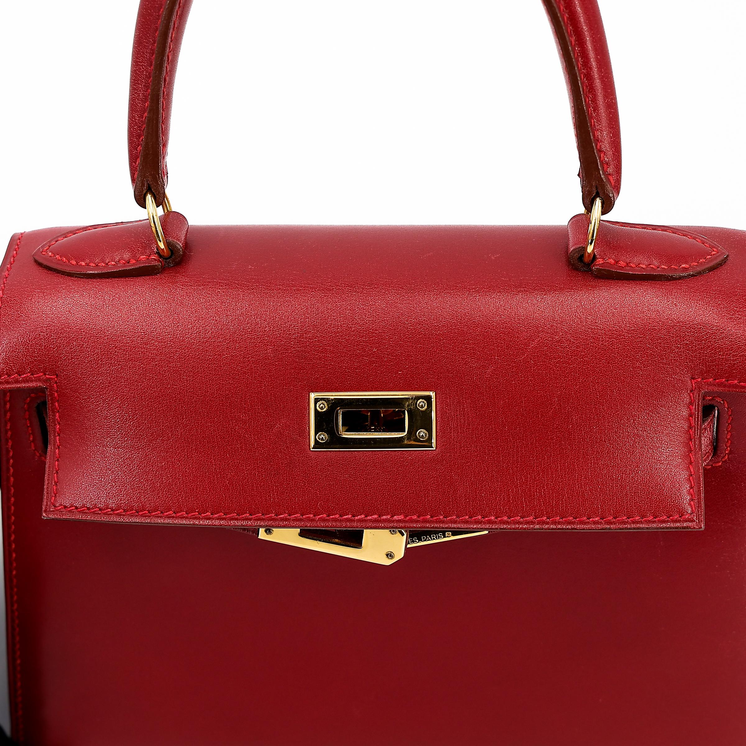 ランク A HERMÈS エルメス ミニケリー ルージュヴィフ (53) ボックスカーフ ゴールド金具 □B刻印 - 22