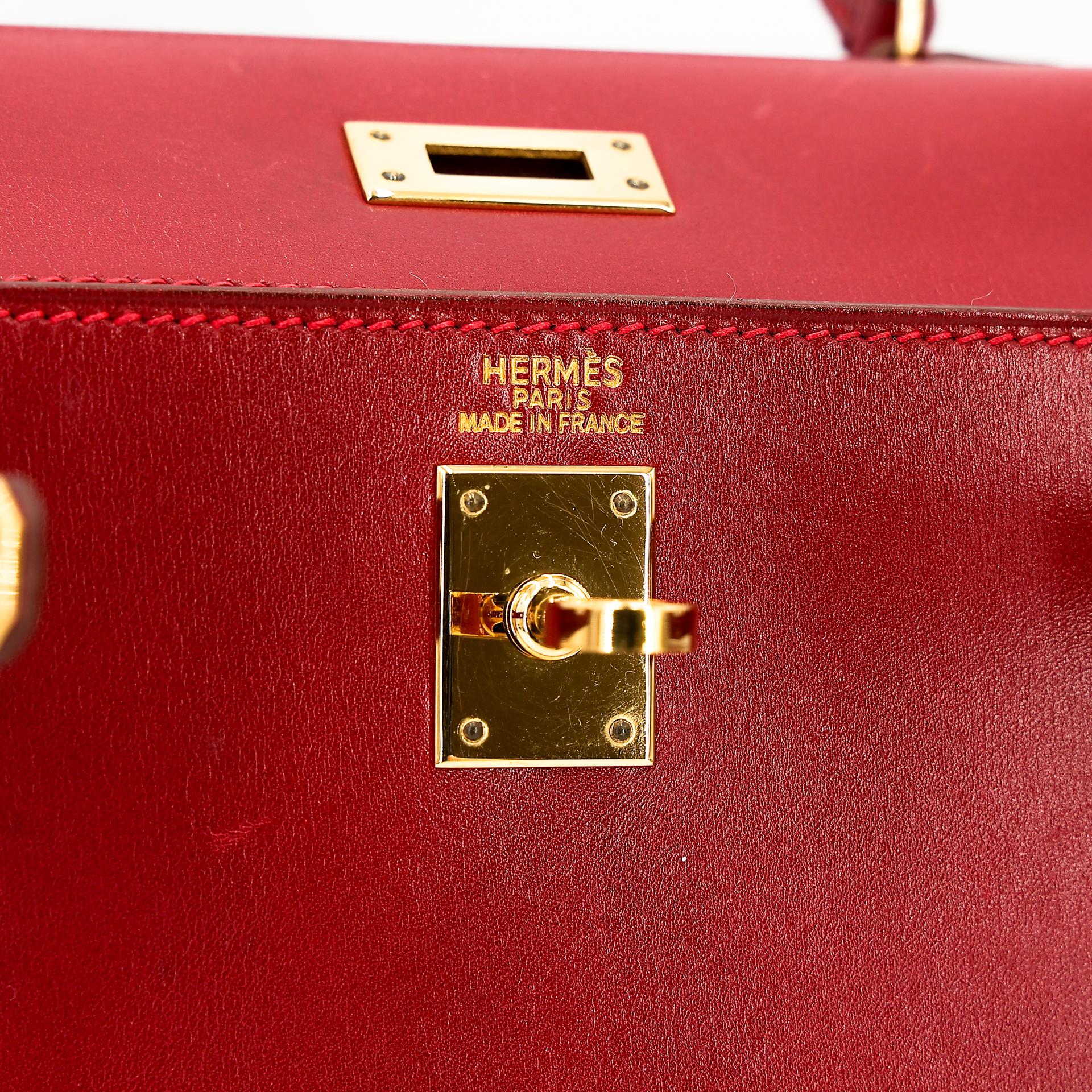 ランク A HERMÈS エルメス ミニケリー ルージュヴィフ (53) ボックスカーフ ゴールド金具 □B刻印 - 23