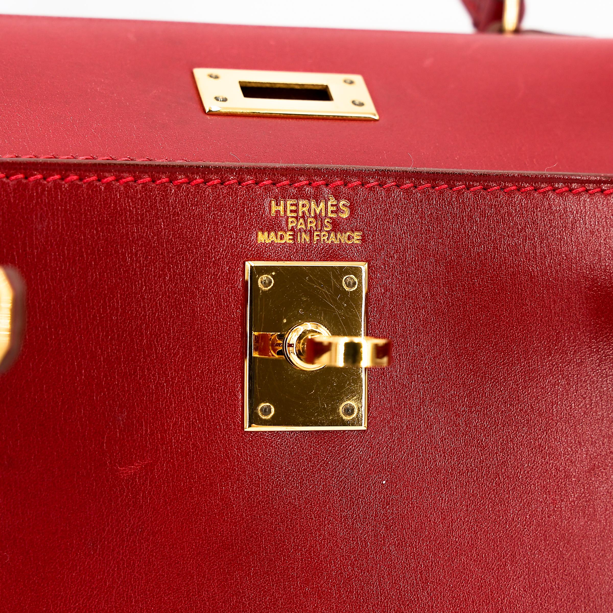 ランク A HERMÈS エルメス ミニケリー ルージュヴィフ (53) ボックスカーフ ゴールド金具 □B刻印 - 23