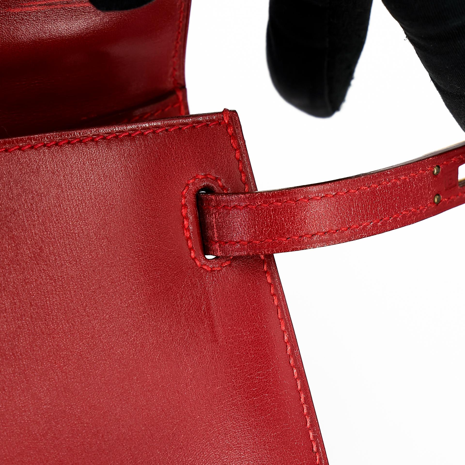 ランク A HERMÈS エルメス ミニケリー ルージュヴィフ (53) ボックスカーフ ゴールド金具 □B刻印 - 24