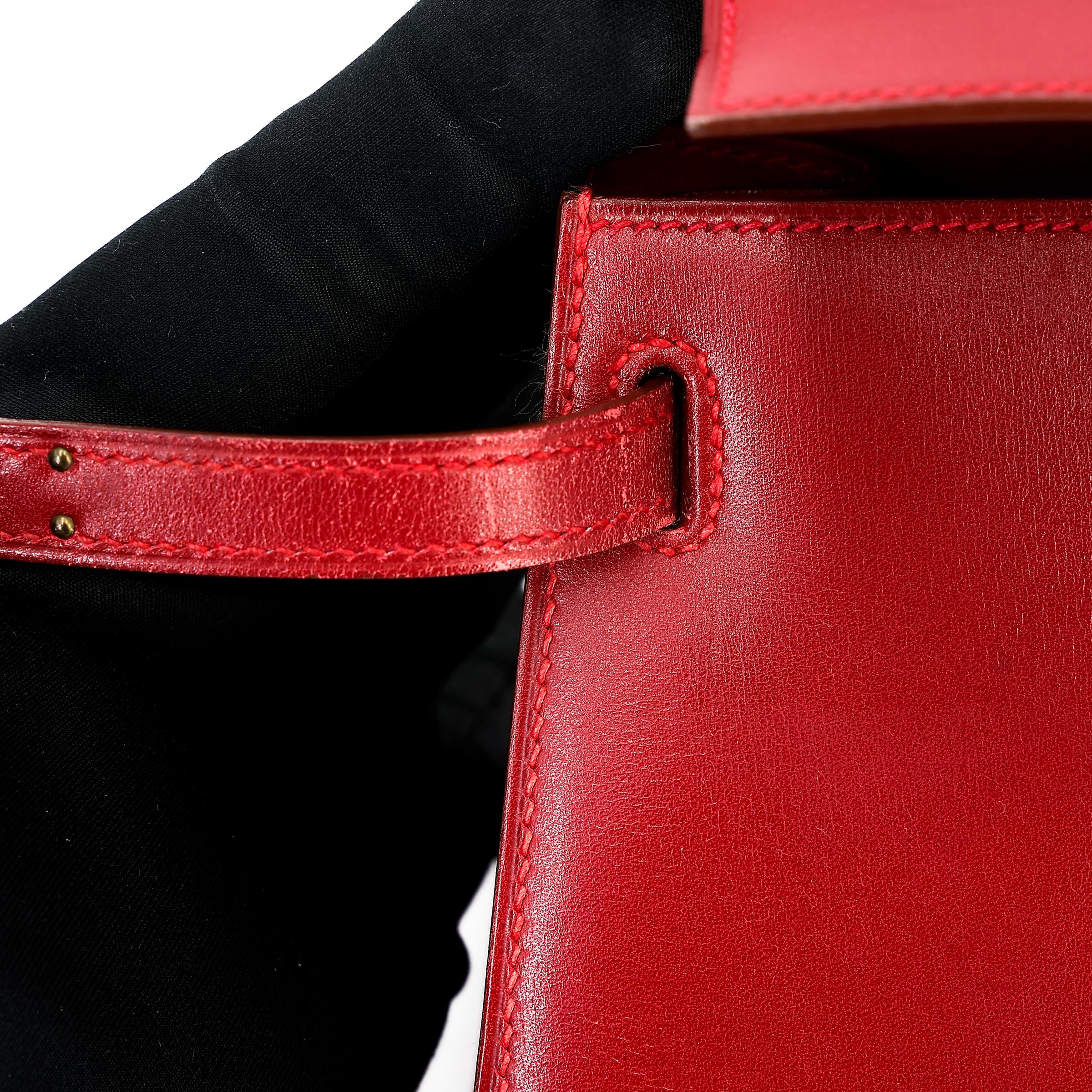 ランク A HERMÈS エルメス ミニケリー ルージュヴィフ (53) ボックスカーフ ゴールド金具 □B刻印 - 25