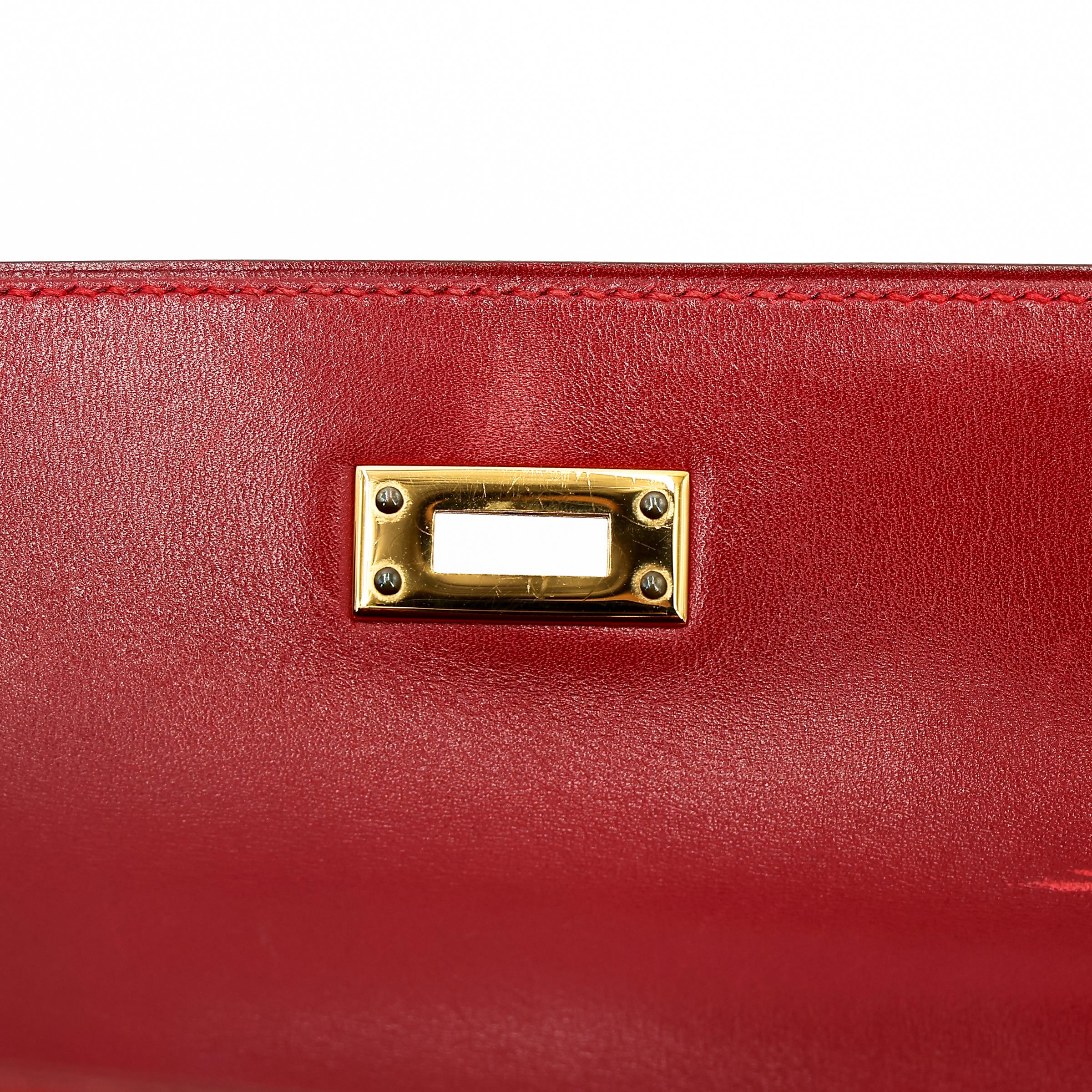 ランク A HERMÈS エルメス ミニケリー ルージュヴィフ (53) ボックスカーフ ゴールド金具 □B刻印 - 26