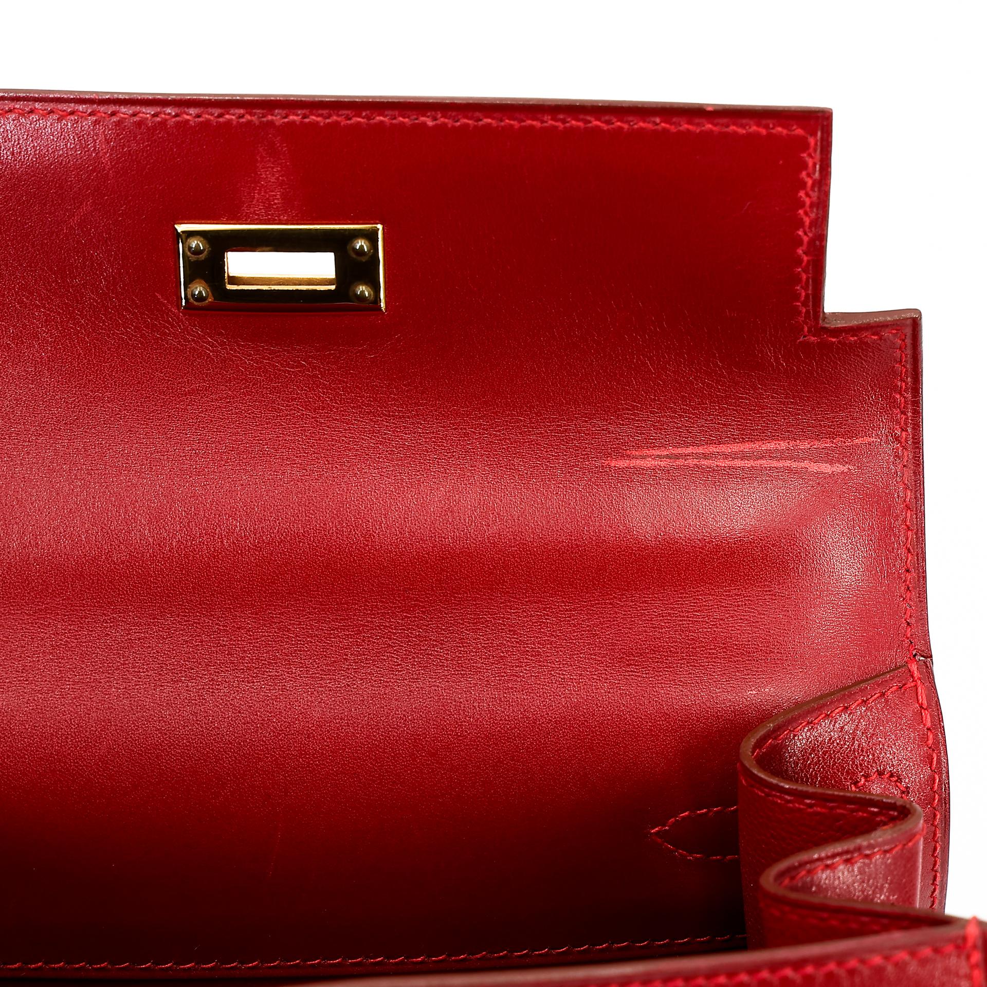 ランク A HERMÈS エルメス ミニケリー ルージュヴィフ (53) ボックスカーフ ゴールド金具 □B刻印 - 27