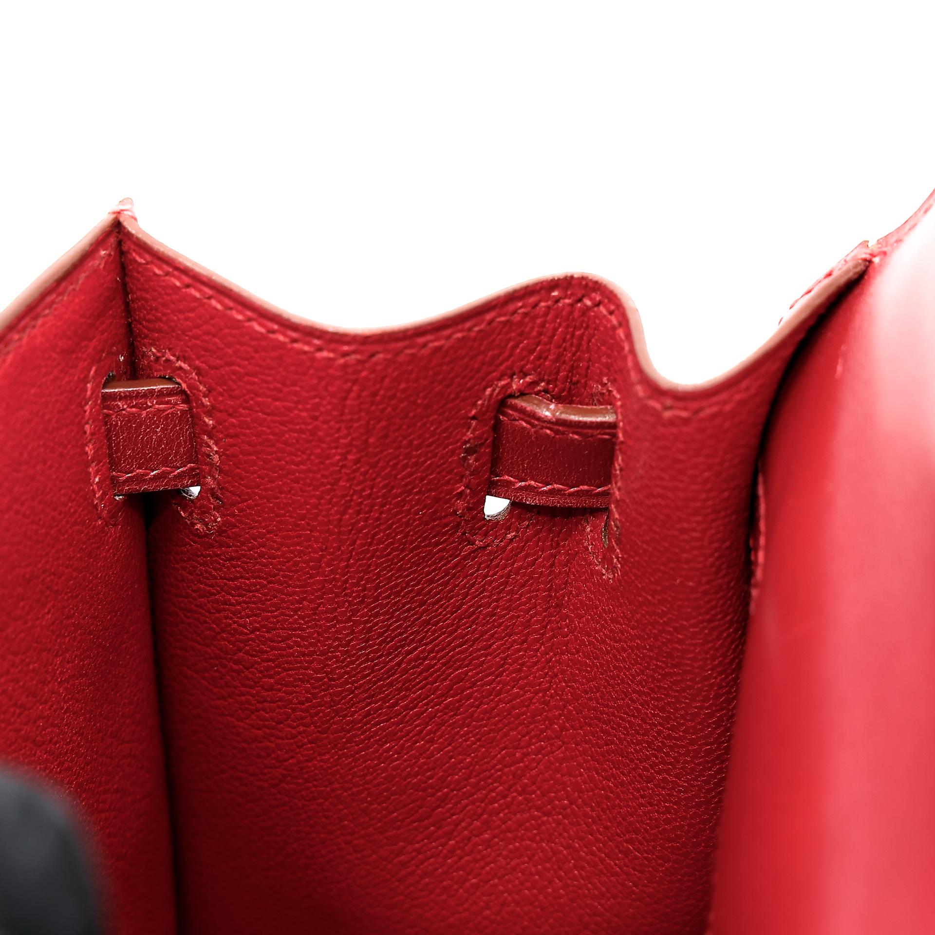 ランク A HERMÈS エルメス ミニケリー ルージュヴィフ (53) ボックスカーフ ゴールド金具 □B刻印 - 32