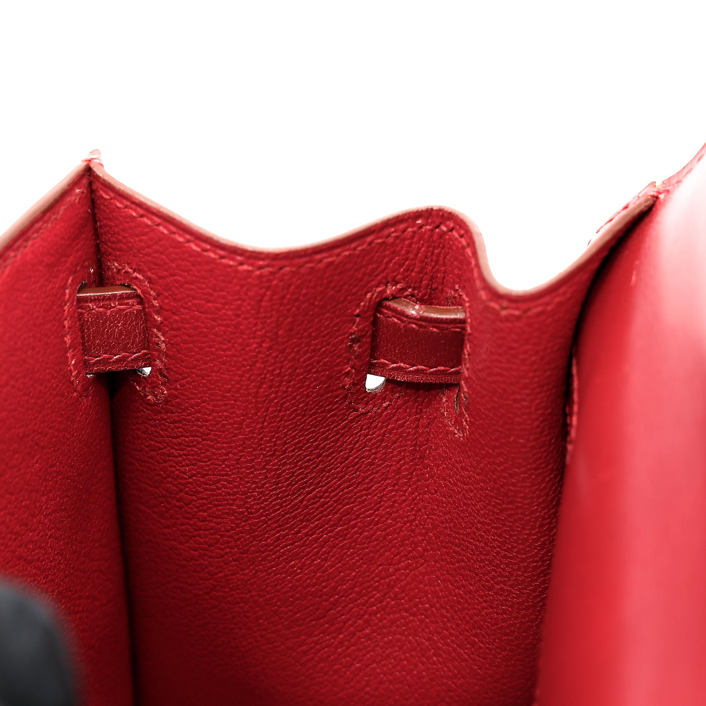 ランク A HERMÈS エルメス ミニケリー ルージュヴィフ (53) ボックスカーフ ゴールド金具 □B刻印 - 32