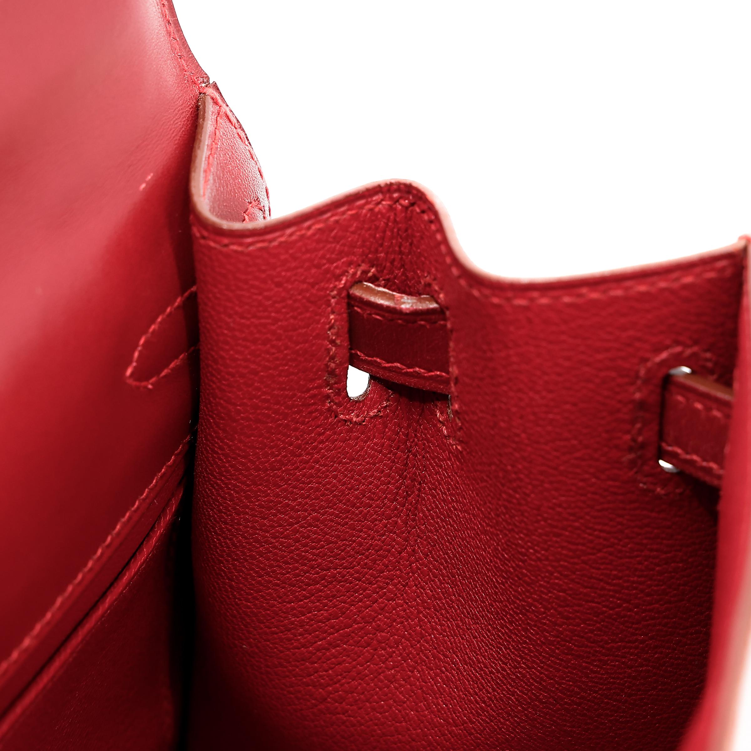 ランク A HERMÈS エルメス ミニケリー ルージュヴィフ (53) ボックスカーフ ゴールド金具 □B刻印 - 31