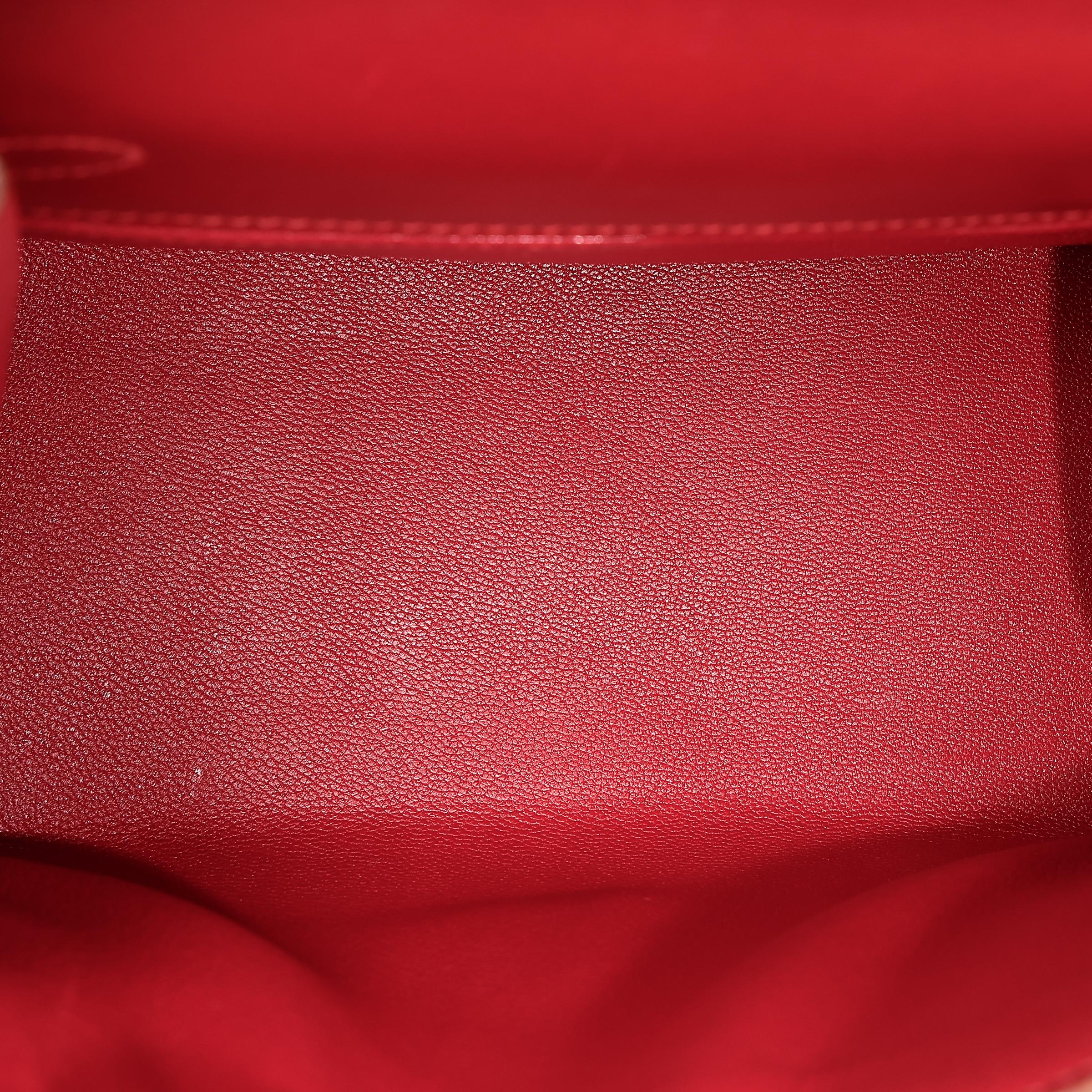 ランク A HERMÈS エルメス ミニケリー ルージュヴィフ (53) ボックスカーフ ゴールド金具 □B刻印 - 30