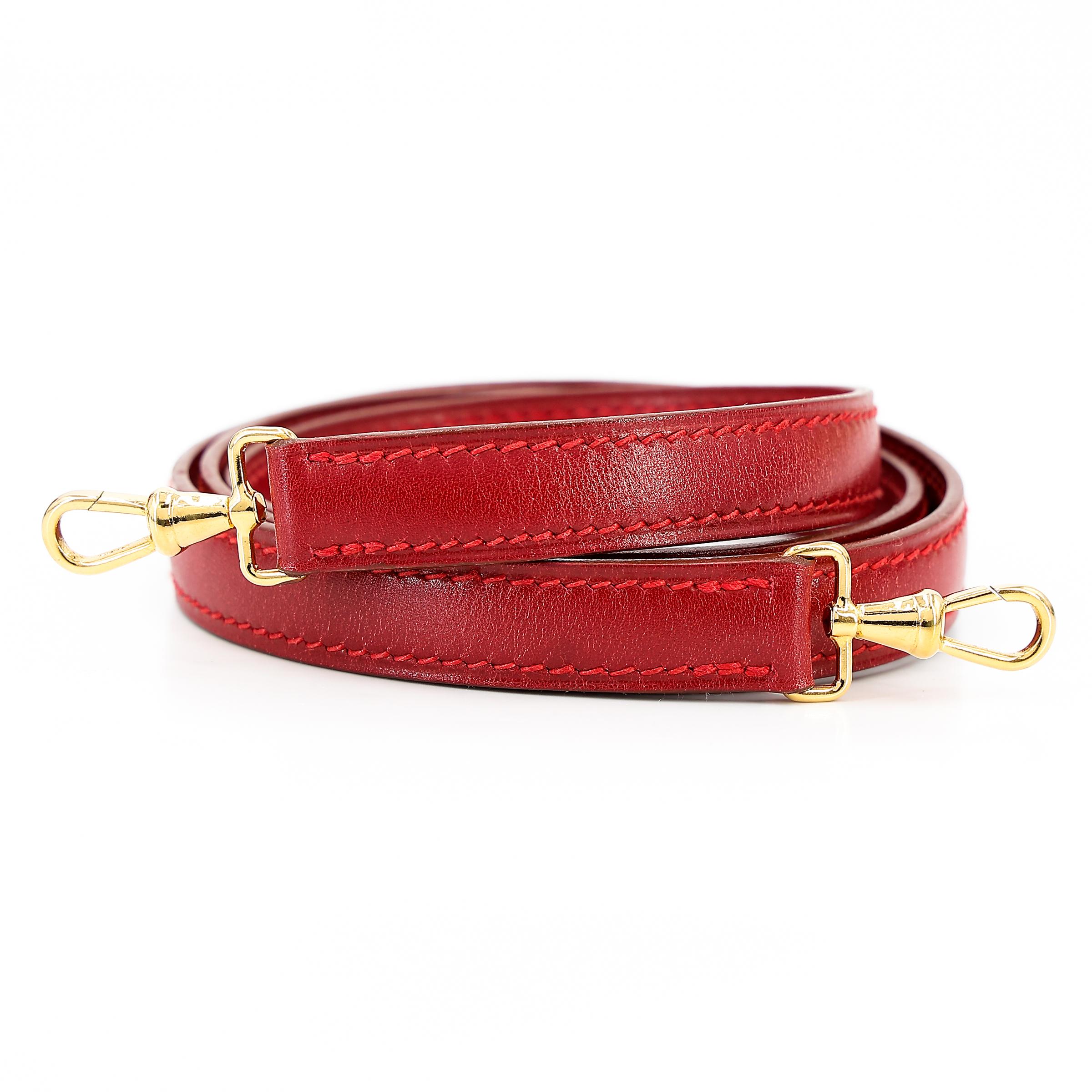 ランク A HERMÈS エルメス ミニケリー ルージュヴィフ (53) ボックスカーフ ゴールド金具 □B刻印 - 34