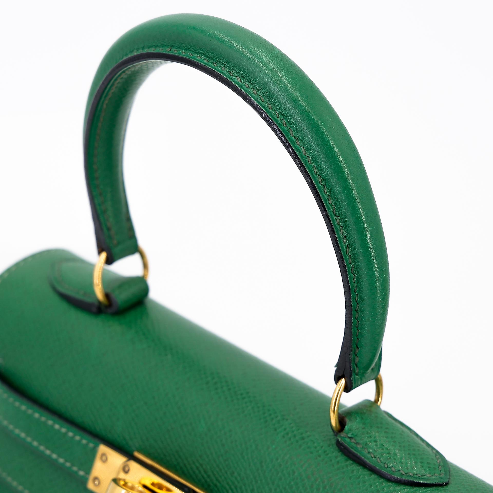 ランク B HERMÈS エルメス ミニケリー グリーン エプソン ゴールド金具 〇Y刻印 - 3