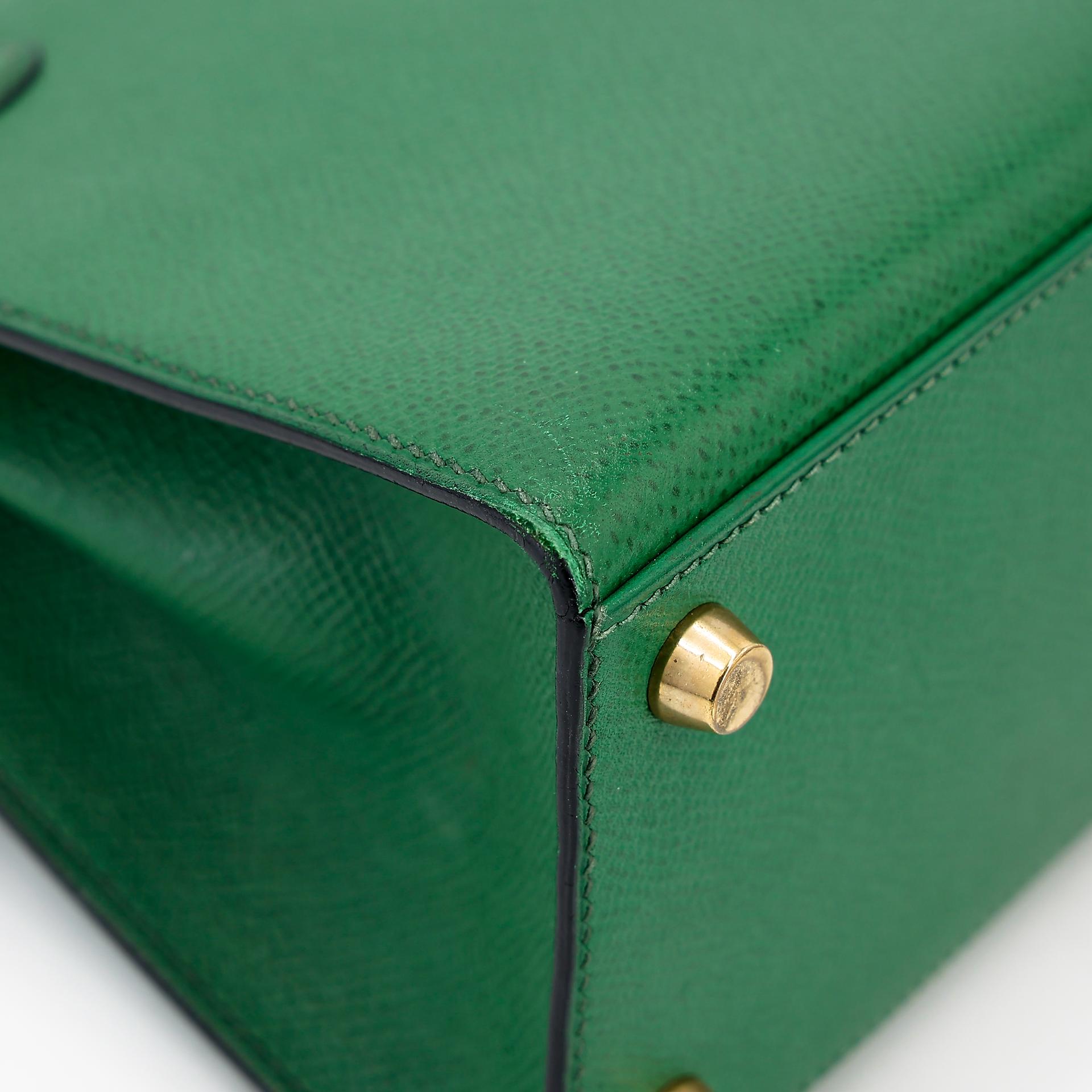 ランク B HERMÈS エルメス ミニケリー グリーン エプソン ゴールド金具 〇Y刻印 - 11